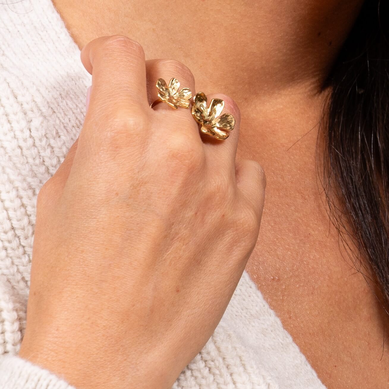 Bague double fleurs Eve
