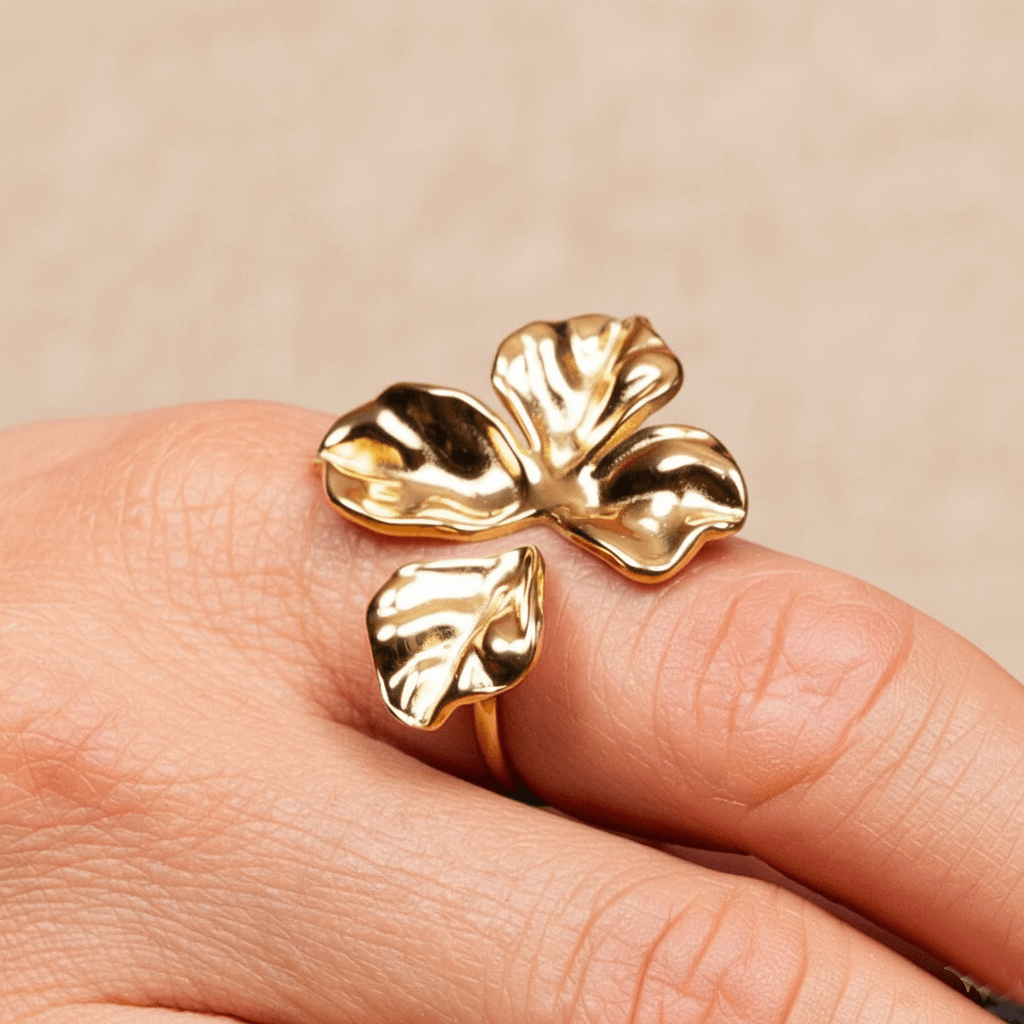 Bague réglable Lise au motif feuillage