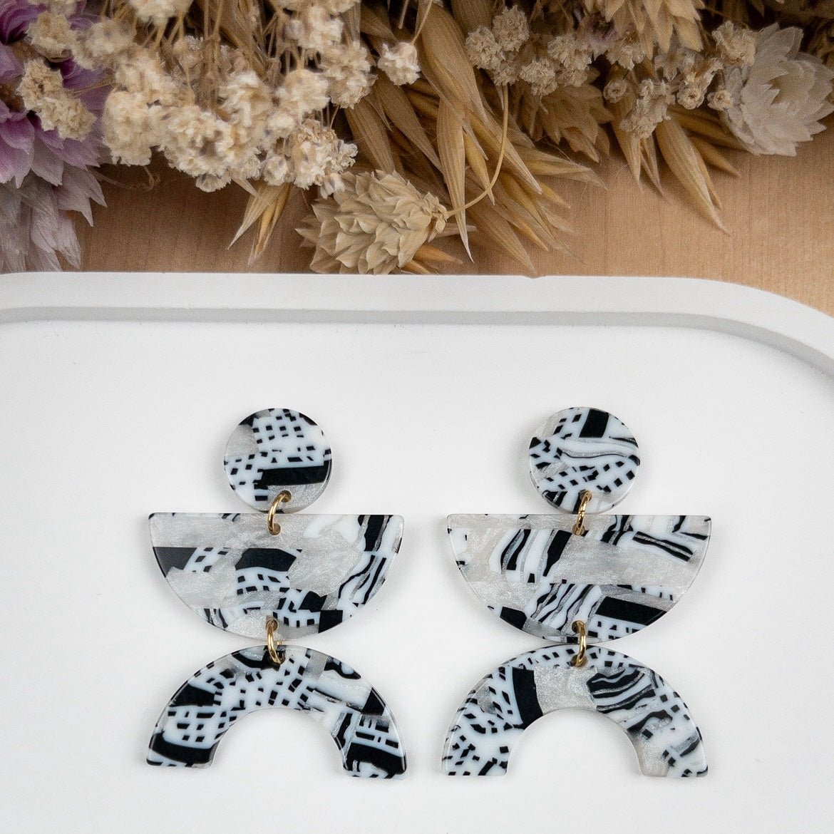 Boucles d'oreilles Augustine Noir & Blanc - Numette