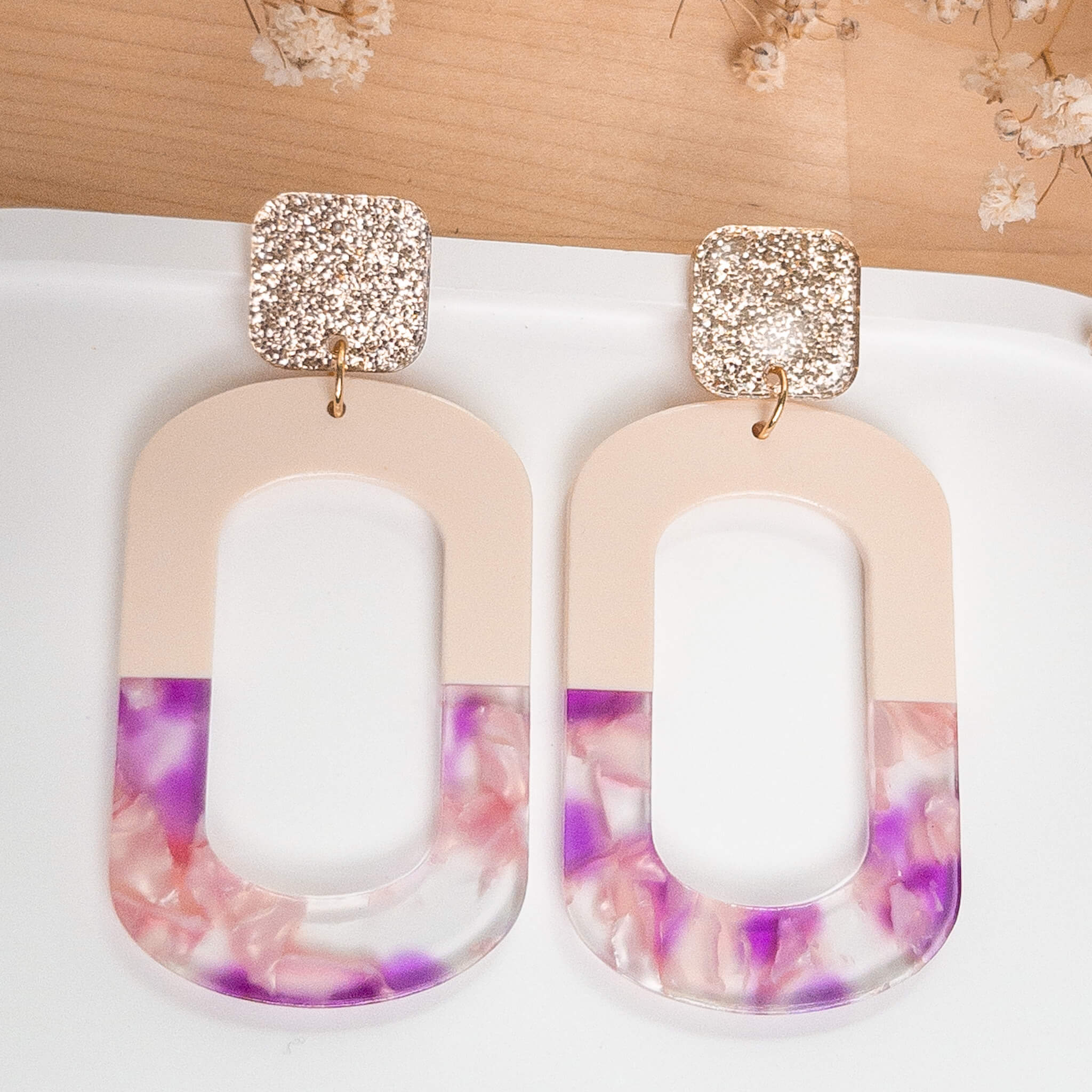 Boucles d'oreilles Eva - Violet marbré - Numette