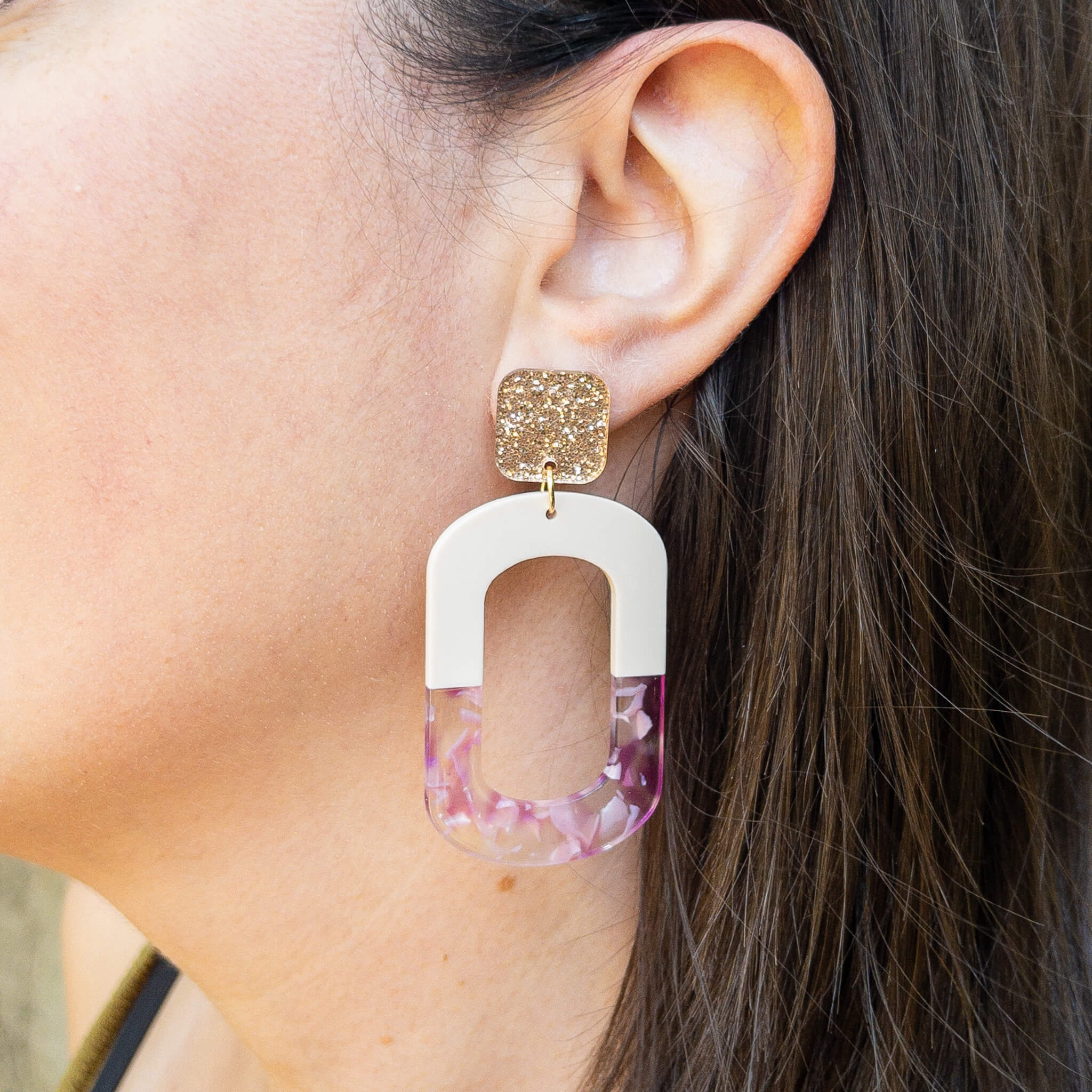 Boucles d'oreilles Eva - Violet marbré - Numette