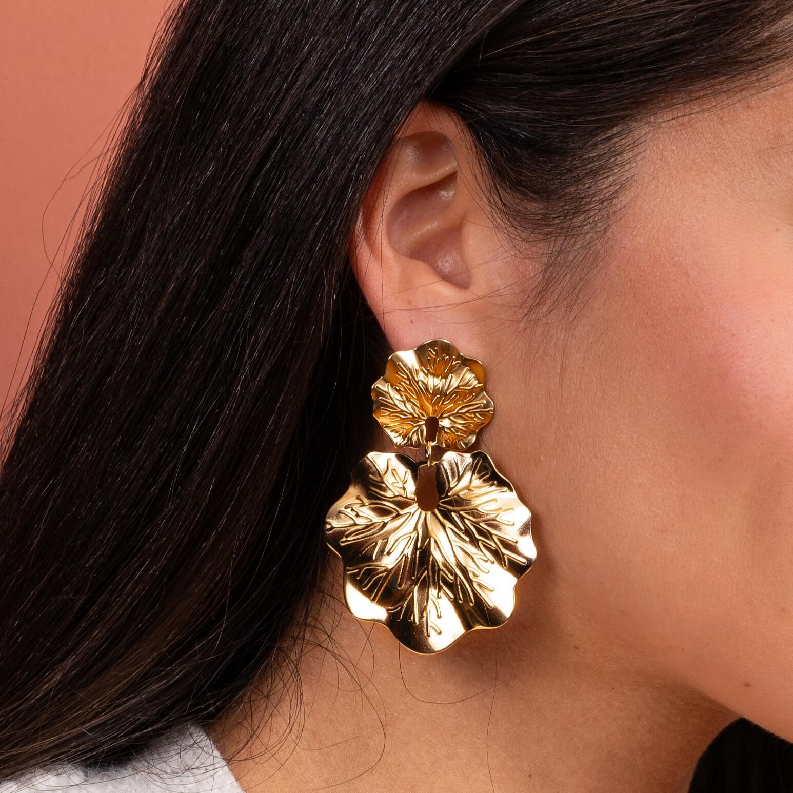 Boucles d'oreilles feuille de vigne Alizée