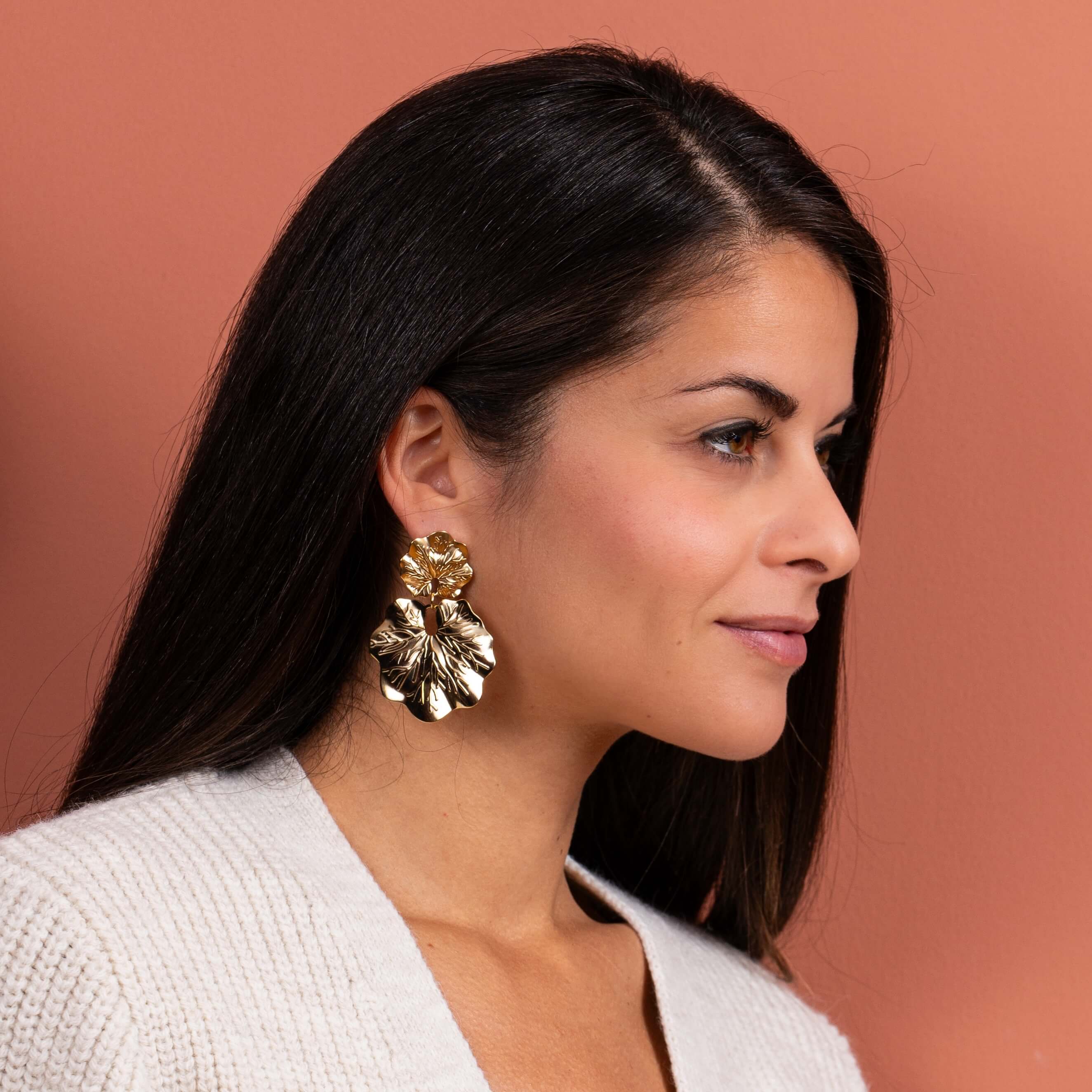 Boucles d'oreilles feuille de vigne Alizée
