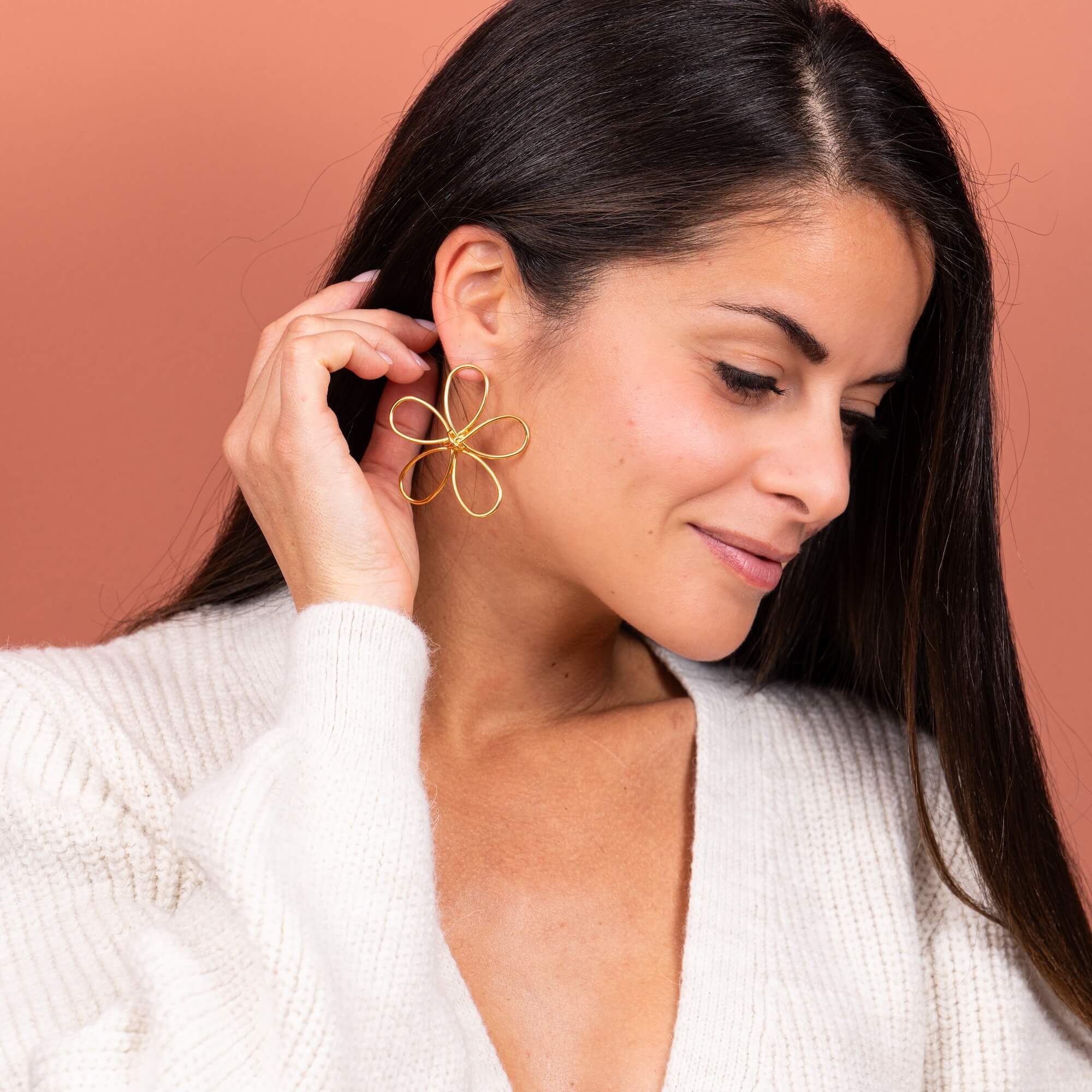 Boucles d'oreilles fil fleur Mollie