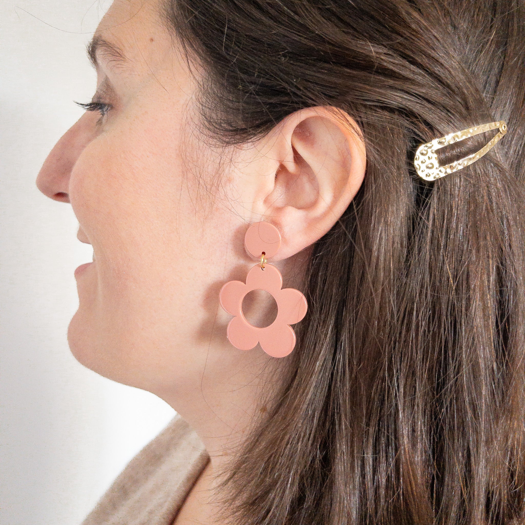 Boucles d'oreilles Marguerite Rose foncé - Numette