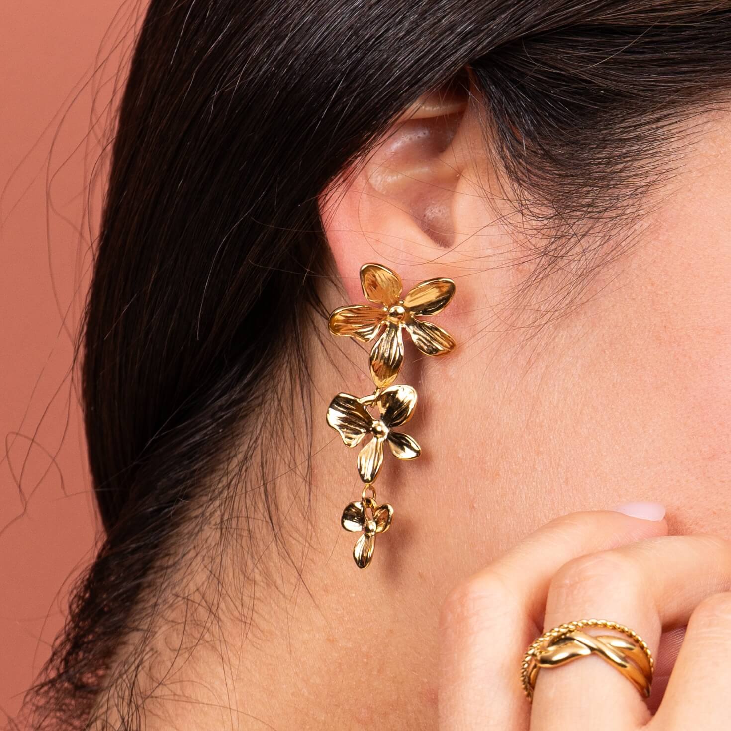 Boucles d'oreilles pendantes fleurs Lola