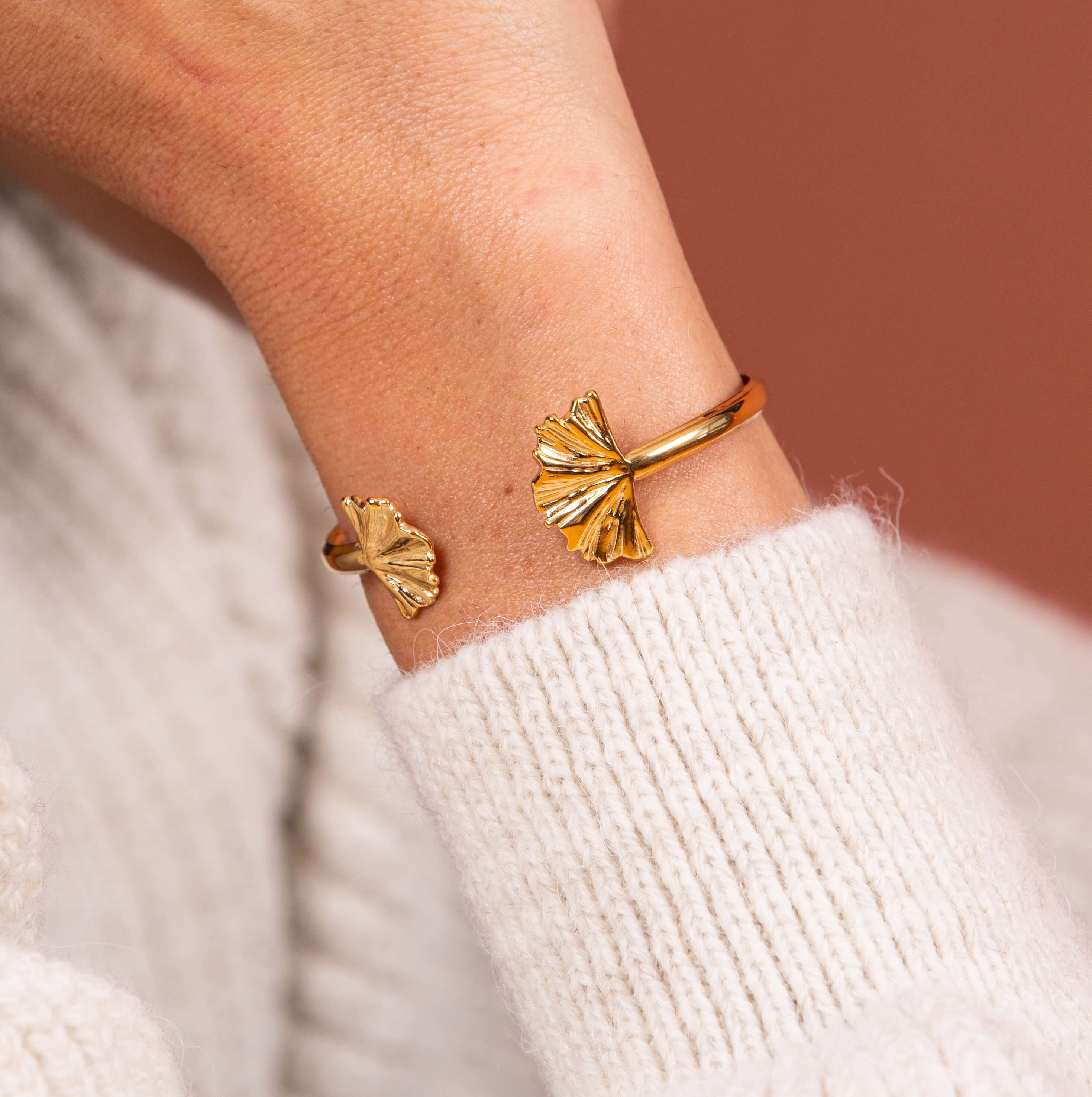 Bracelet jonc feuilles gingko Raphaël