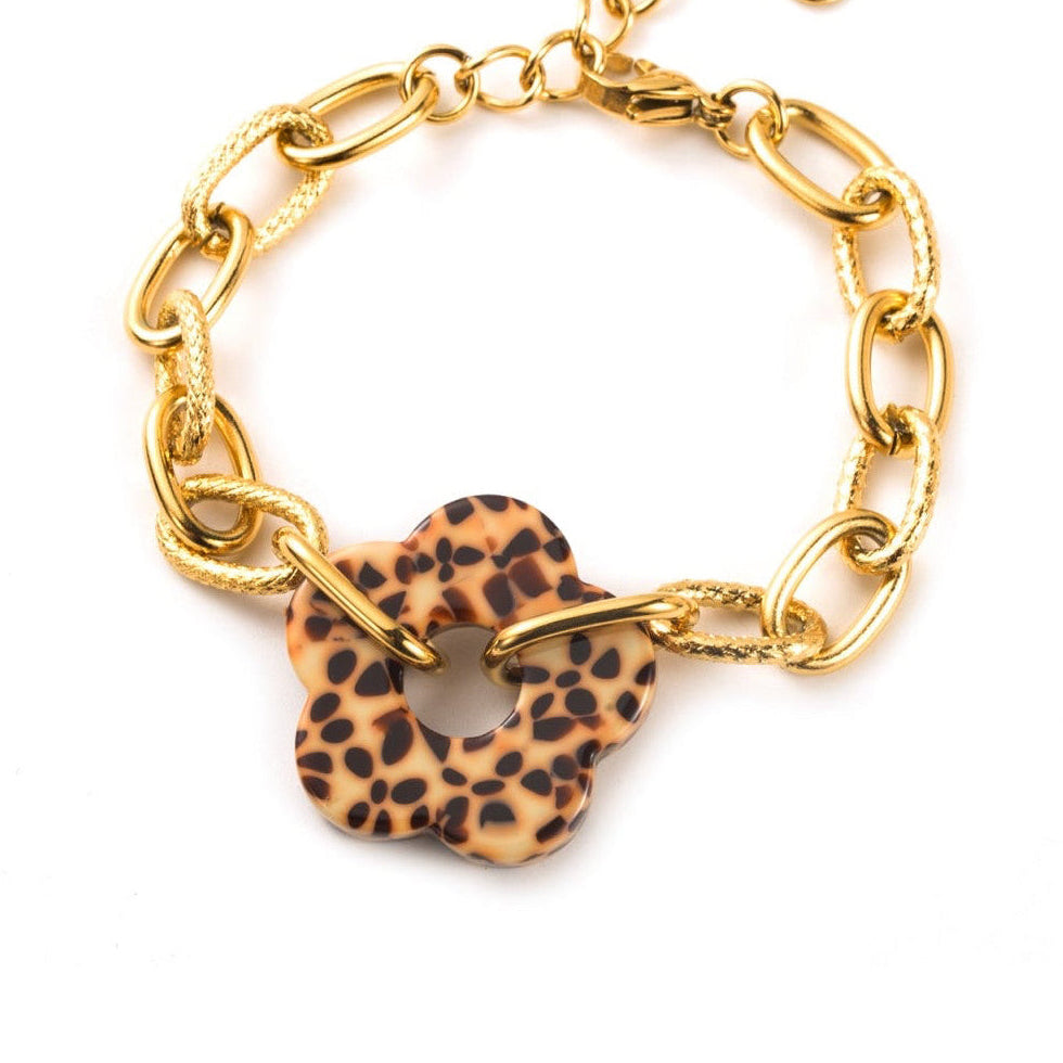 Bracelet fleur Oleg - Moucheté brun