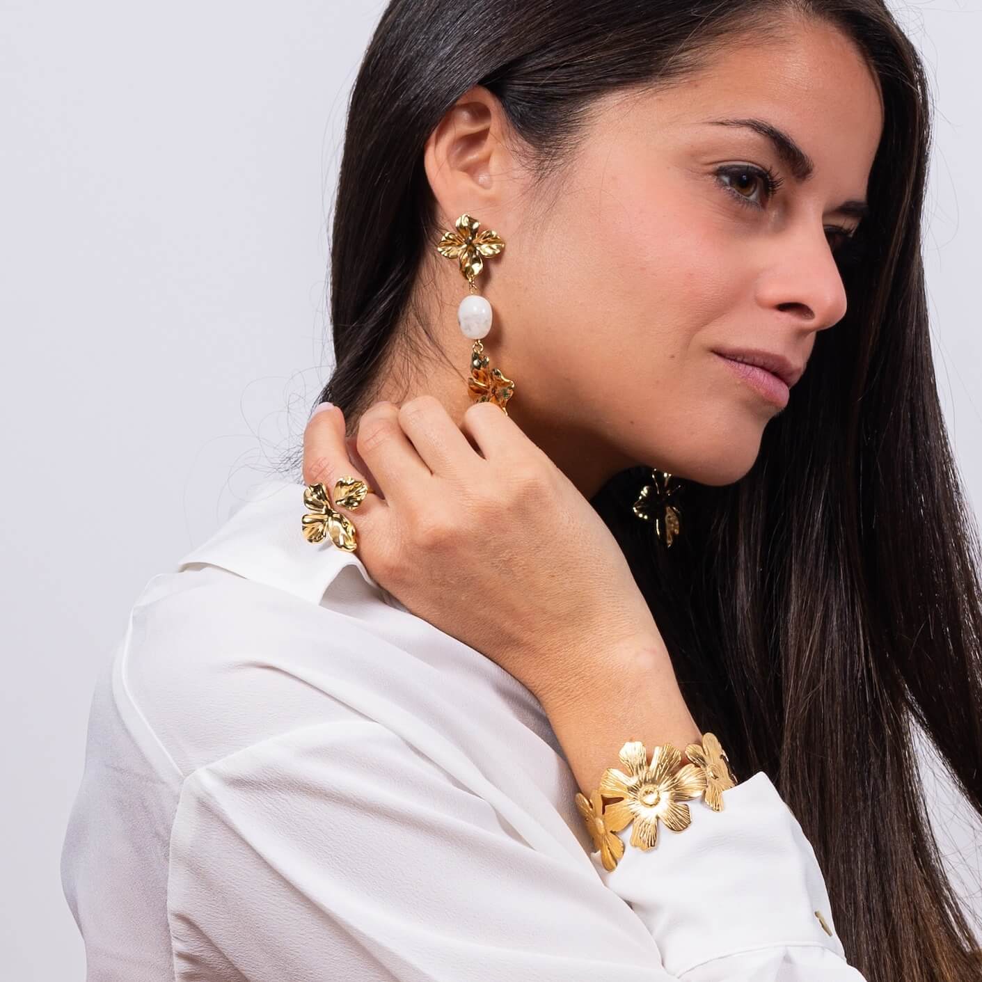 Bracelet jonc fleurs Basile