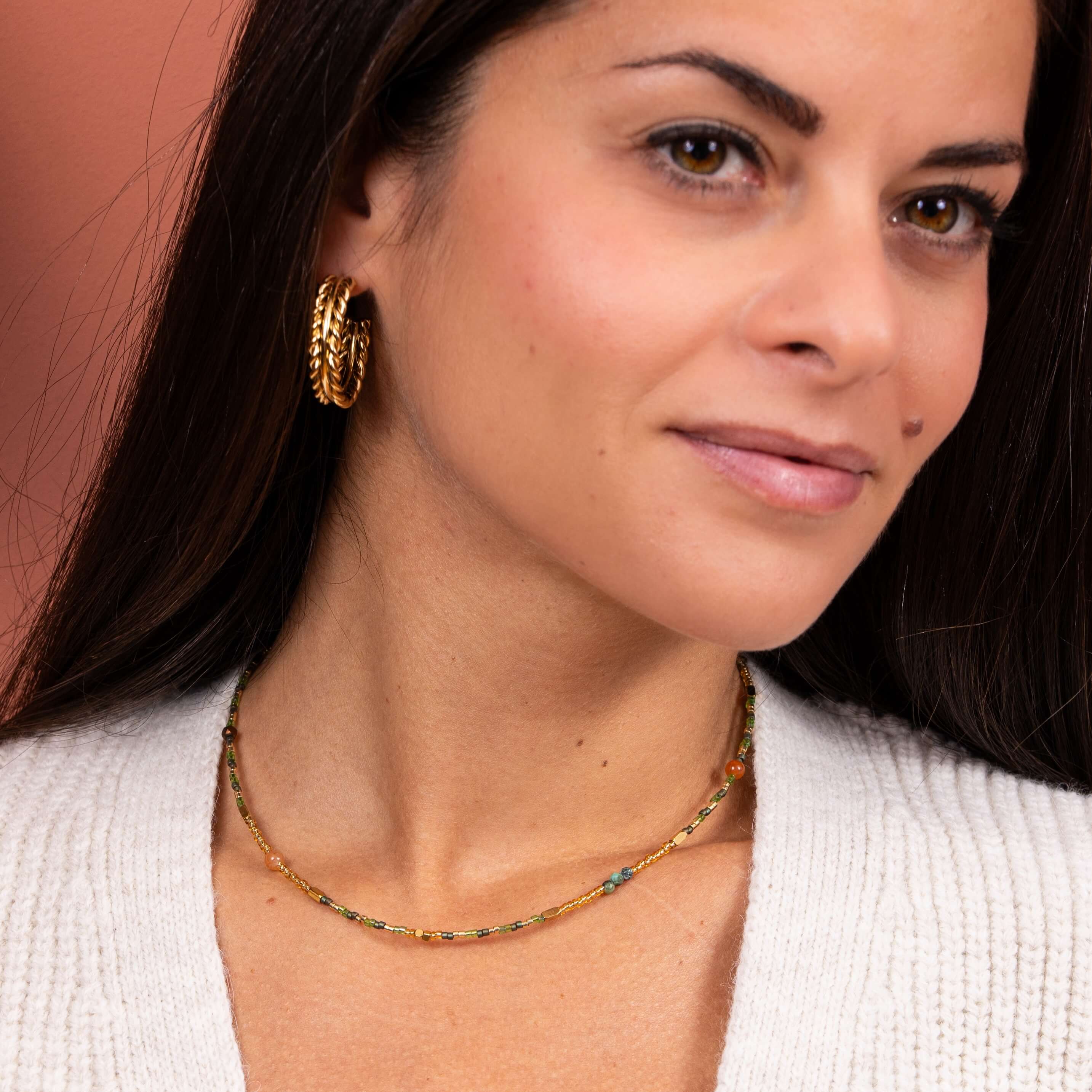 Collier en perles Mathis - Vert