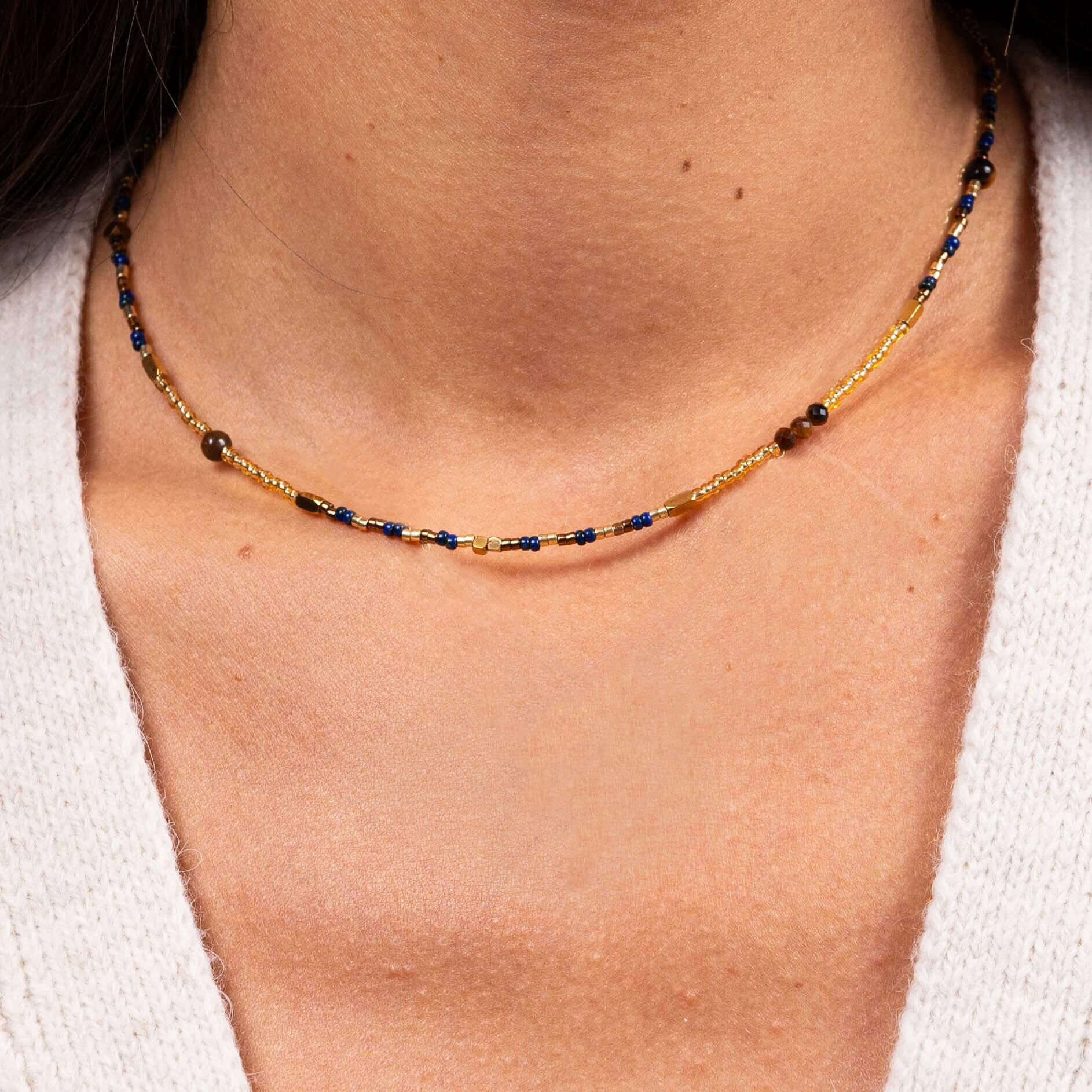 Collier en perles Mathis - Bleu