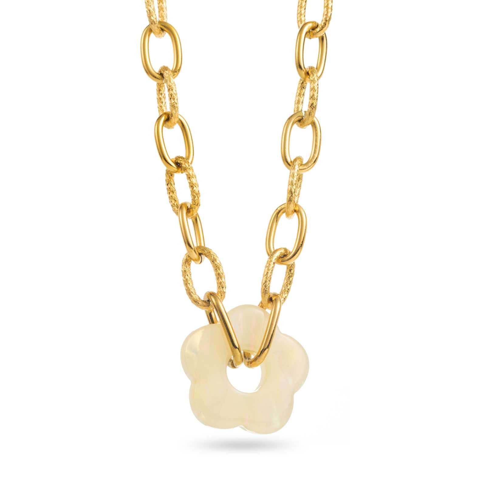 Collier fleur Oleg - Ecru irisé