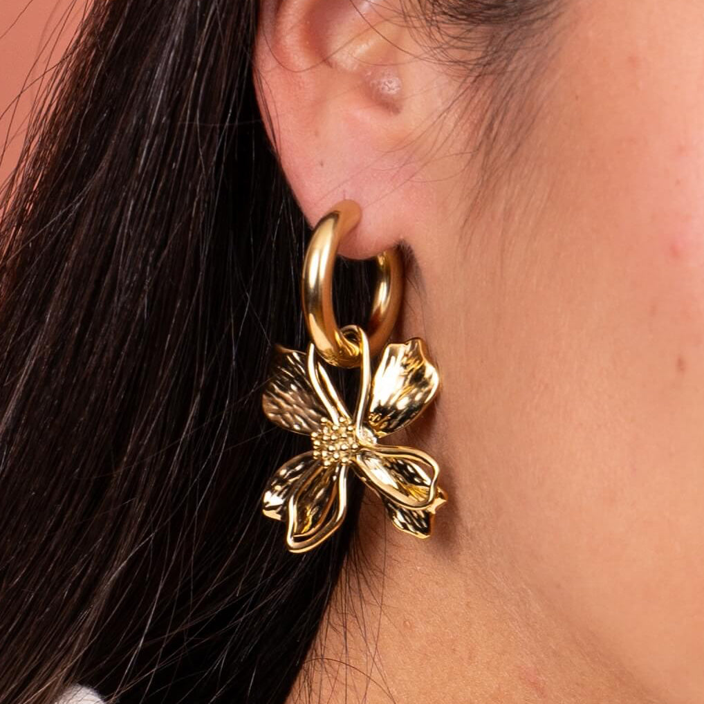 Créoles pendentif fleur Inès