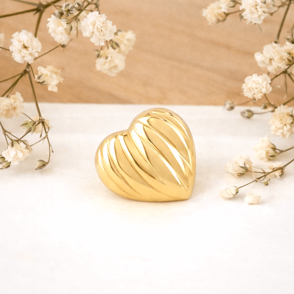 Bague coeur strié Augustine
