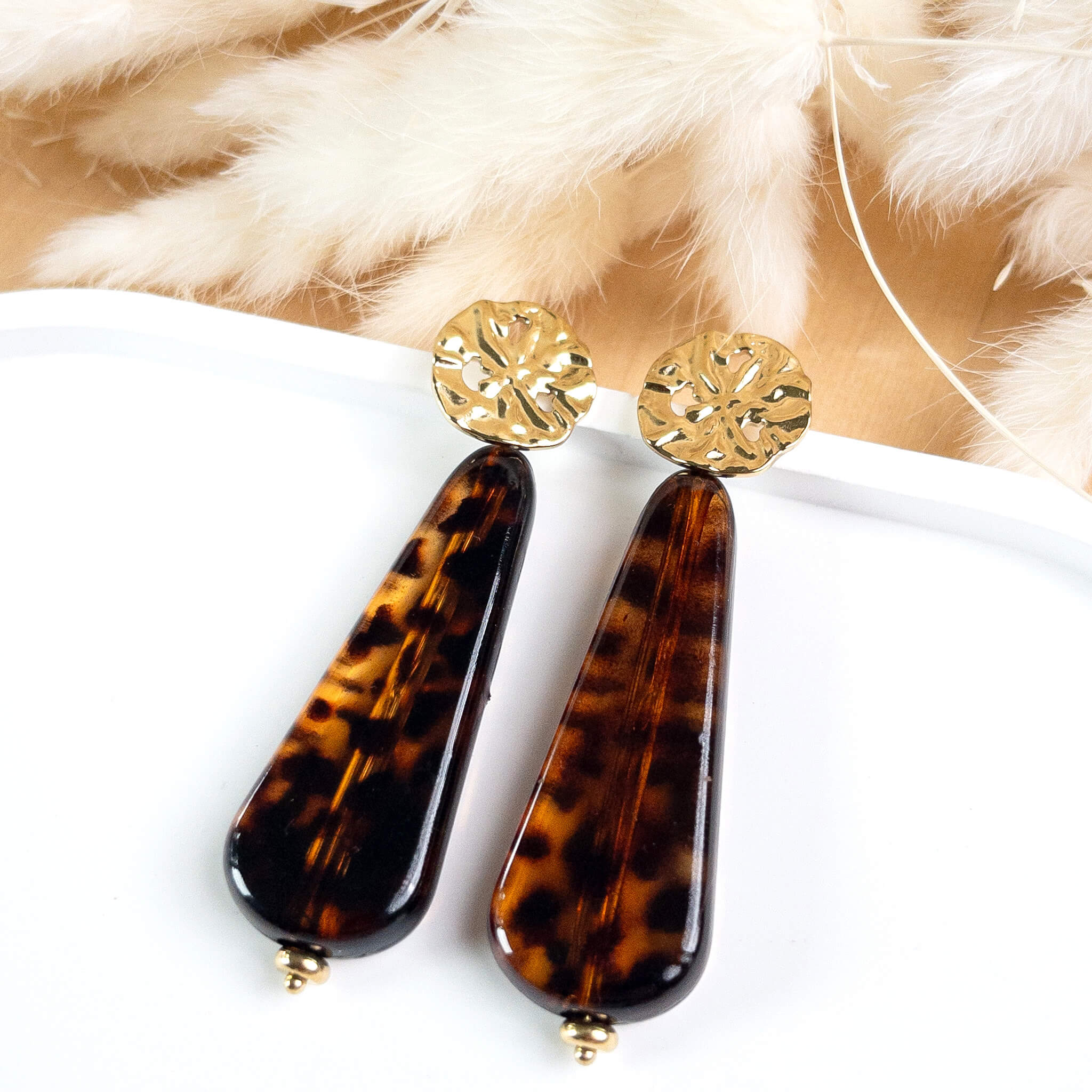 Boucles d'oreilles en résine Isabella - Léopard