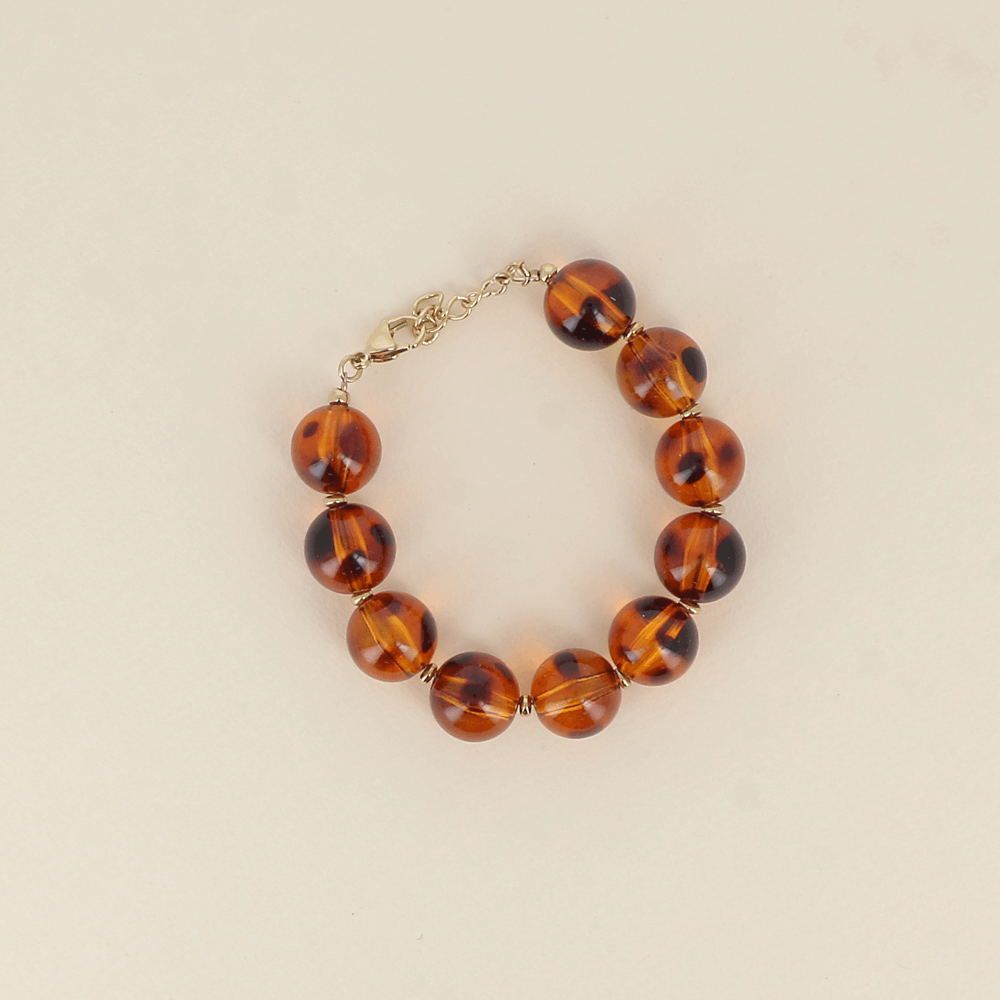 Bracelet boules Valentin - Léopard Ambre
