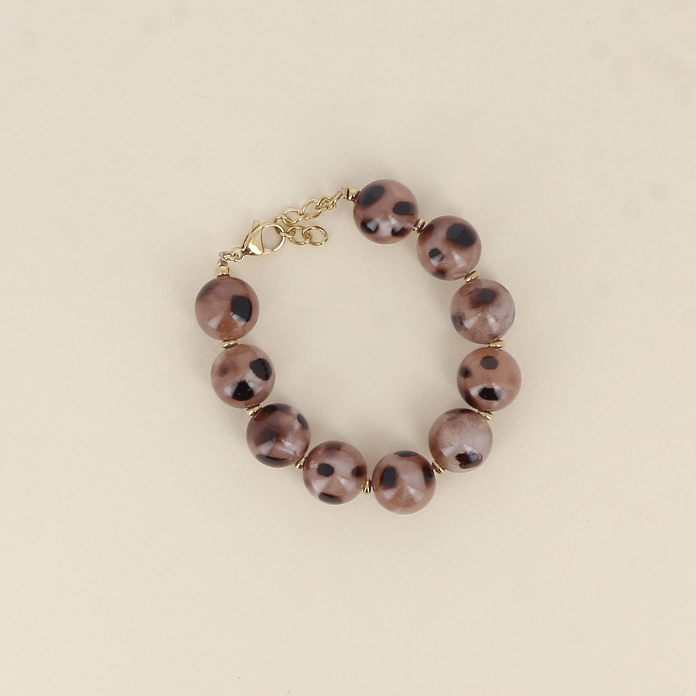 Bracelet boules Valentin - Léopard Beige