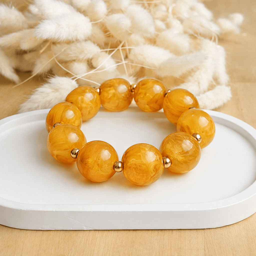 Bracelet élastique perles rondes Honoré - Mandarine