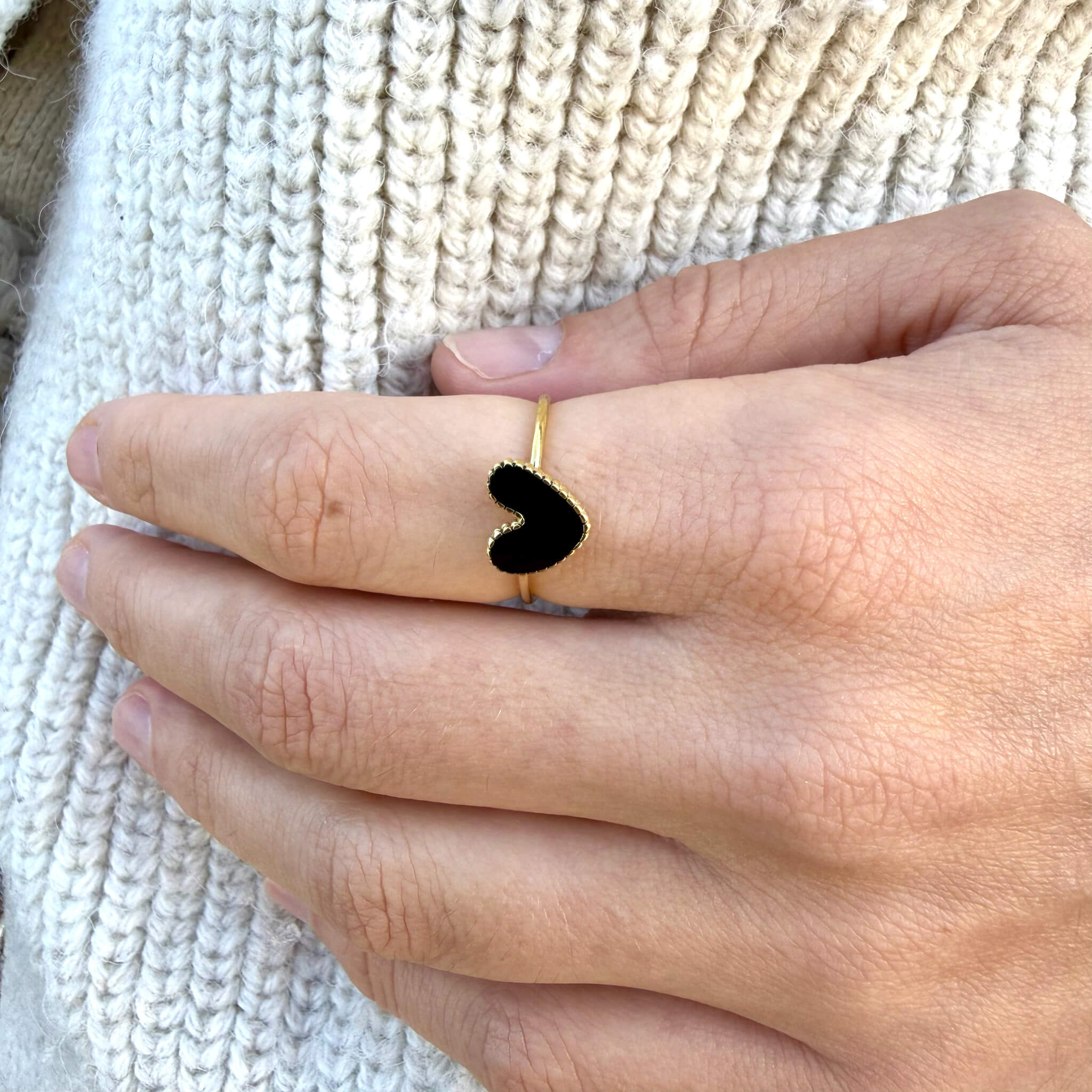 Bague coeur Martin - Noir