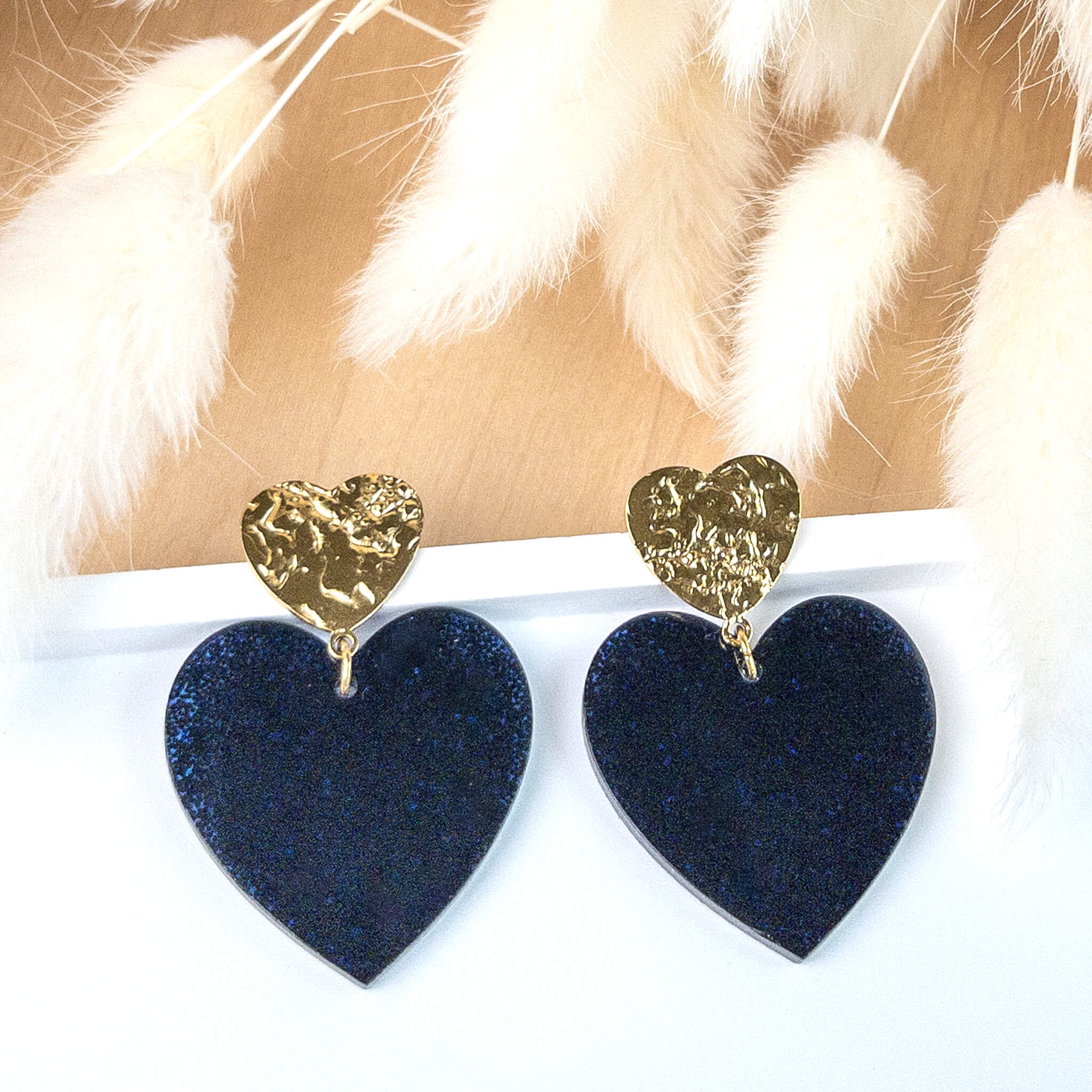 Boucles d'oreilles Andréa - Paillettes violet foncé