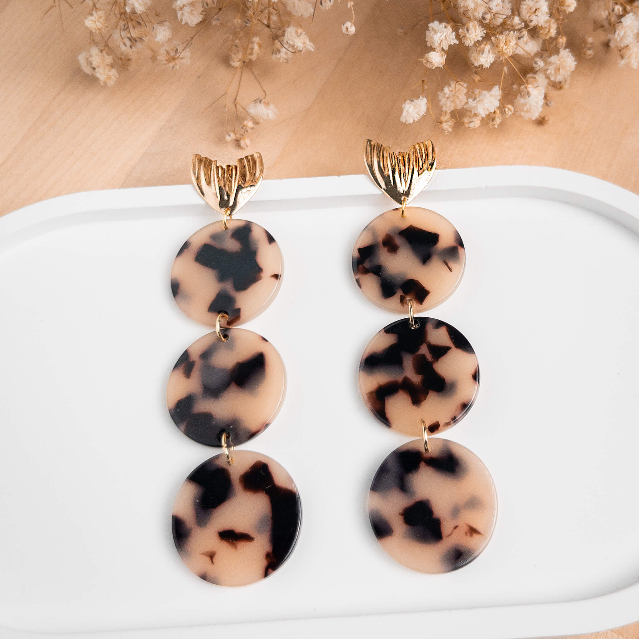 Boucles d'oreilles Arielle - Ecaille beige