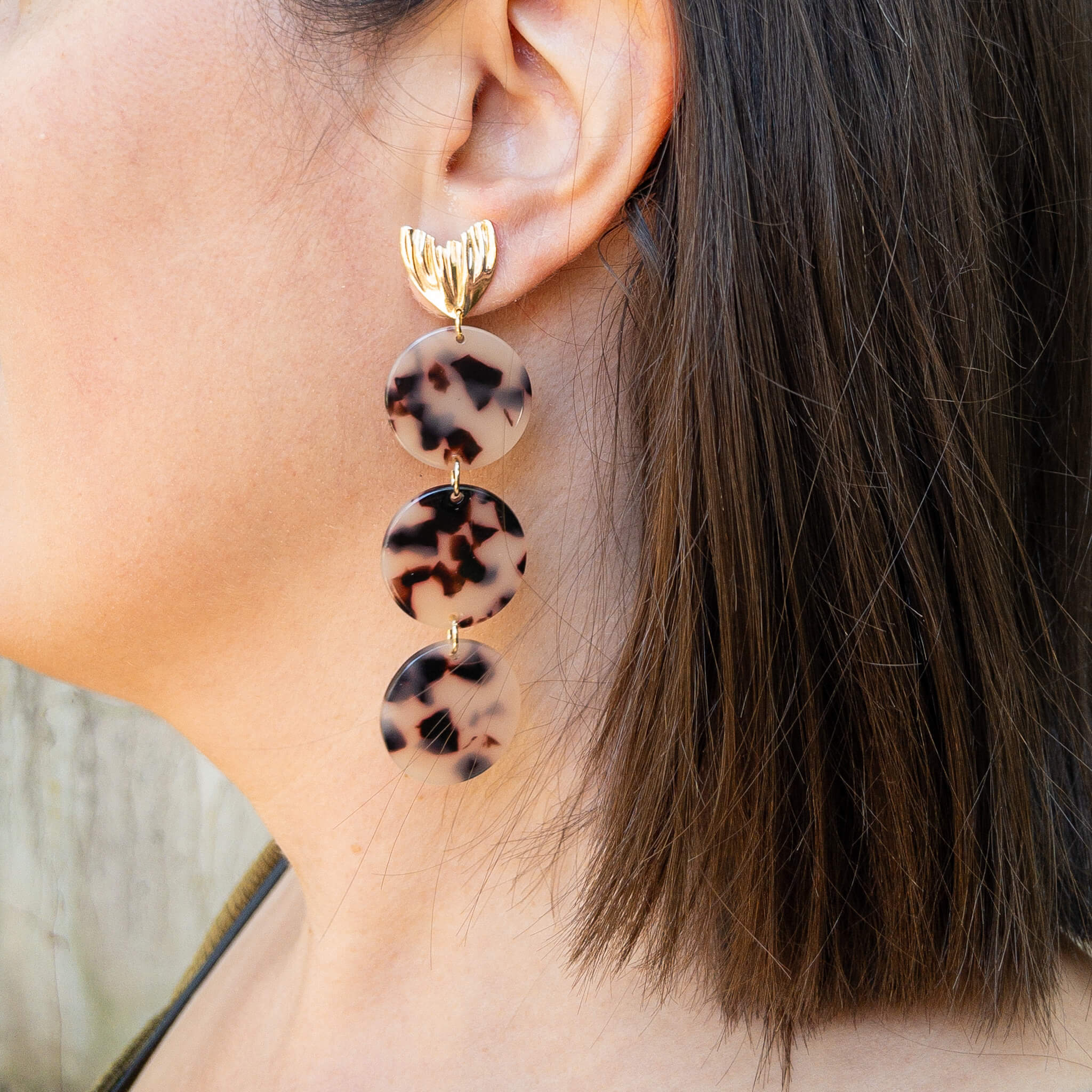 Boucles d'oreilles Arielle - Ecaille beige