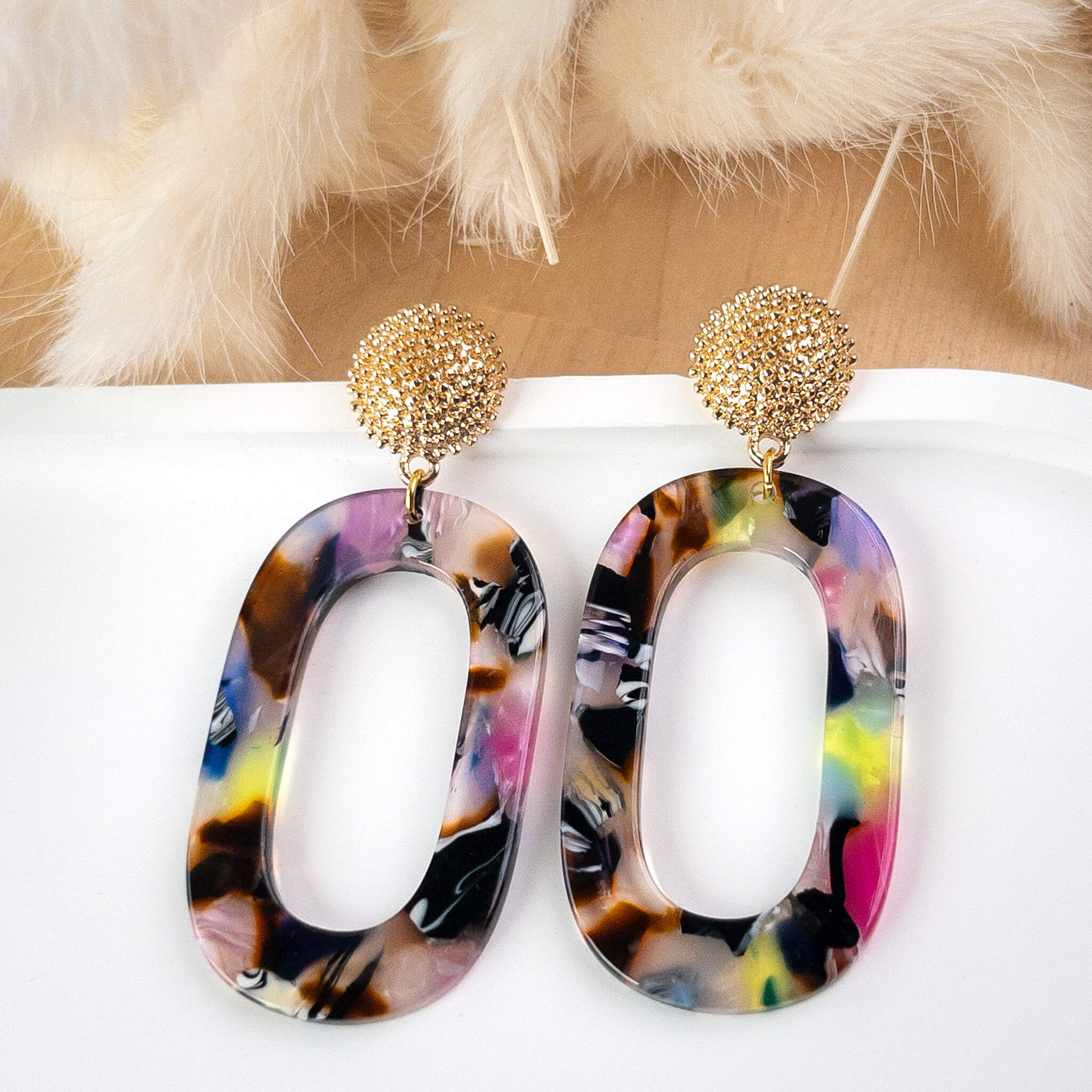 Boucles d'oreilles Calypso - Multicolore foncé