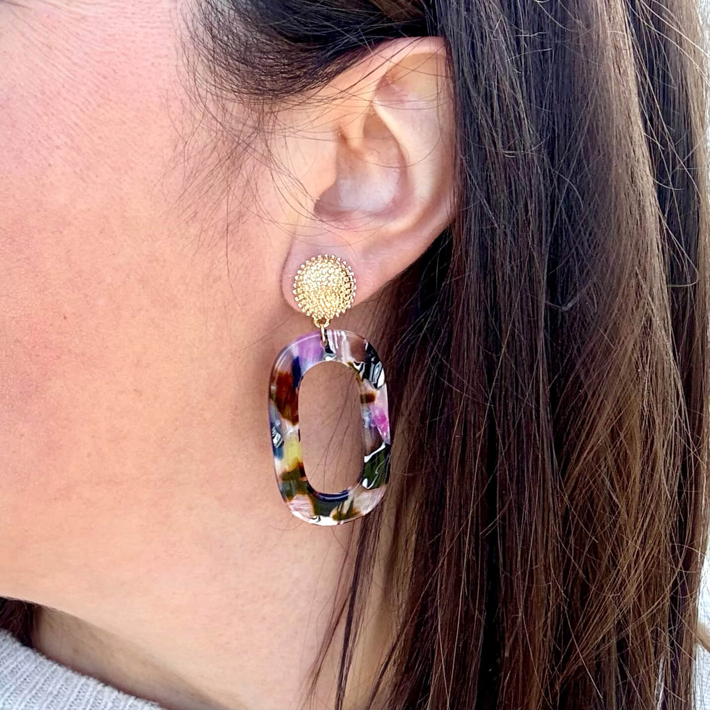 Boucles d'oreilles Calypso - Multicolore foncé