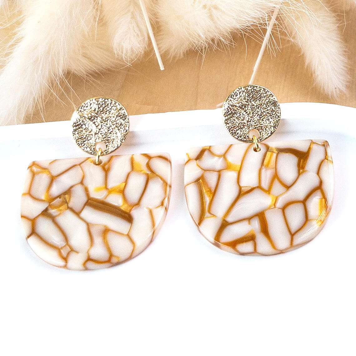 Boucles d'oreilles Carmen - Marbré doré