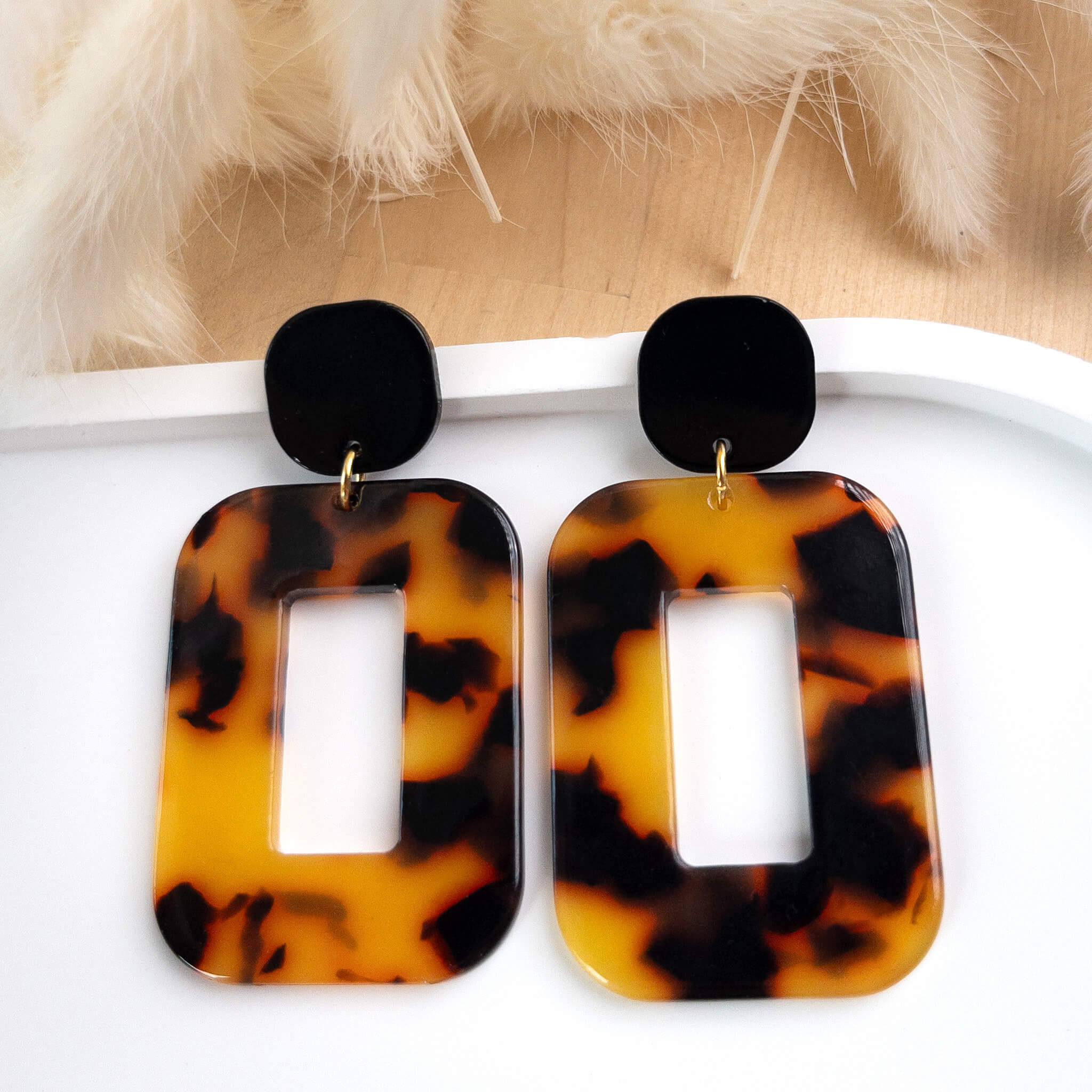 Boucles d'oreilles Castille - Ecaille jaune