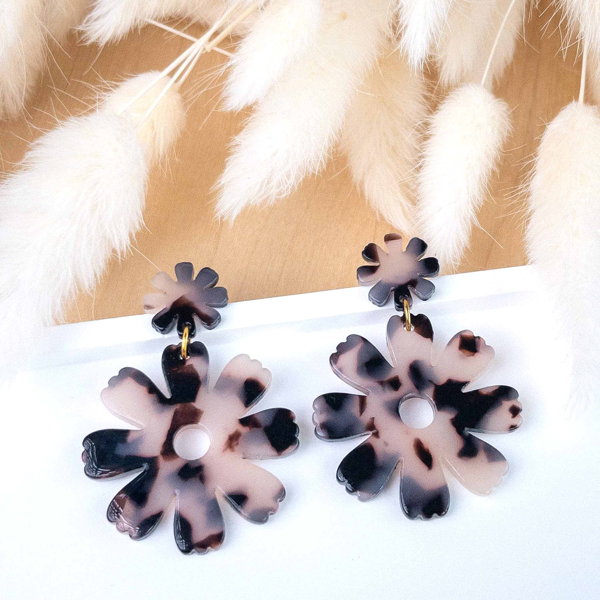 Boucles d'oreilles Daisy - Ecaille beige