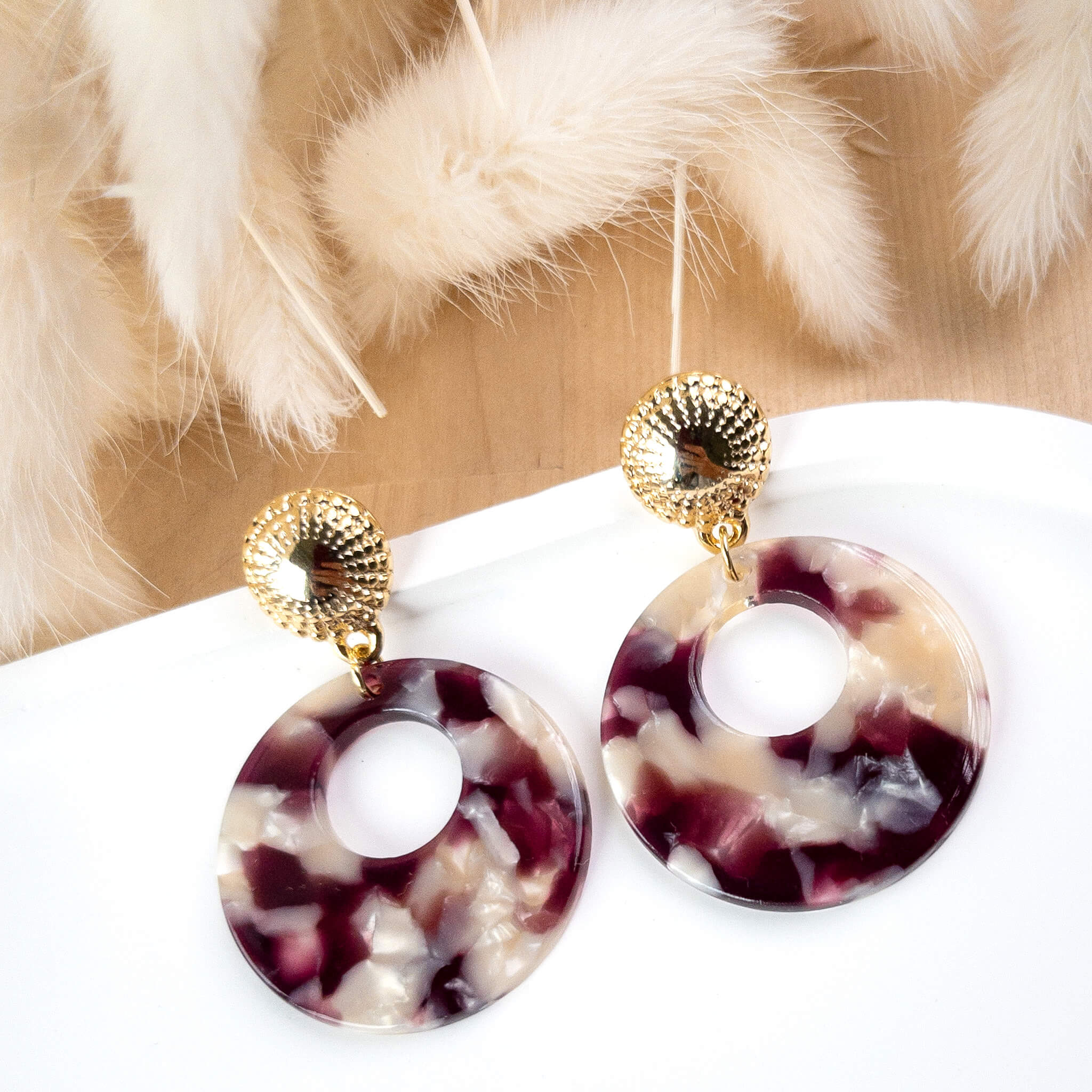 Boucles d'oreilles Esmée - Prune & Nacré