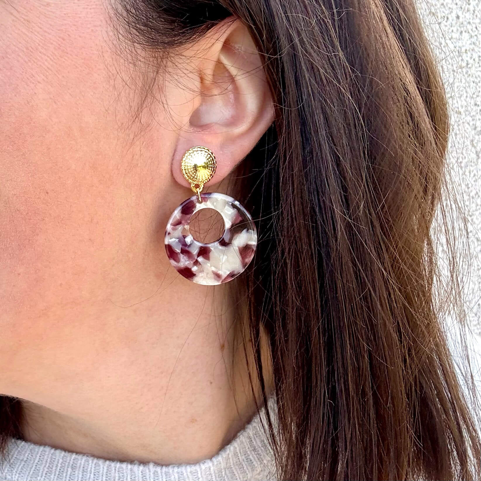 Boucles d'oreilles Esmée - Prune & Nacré