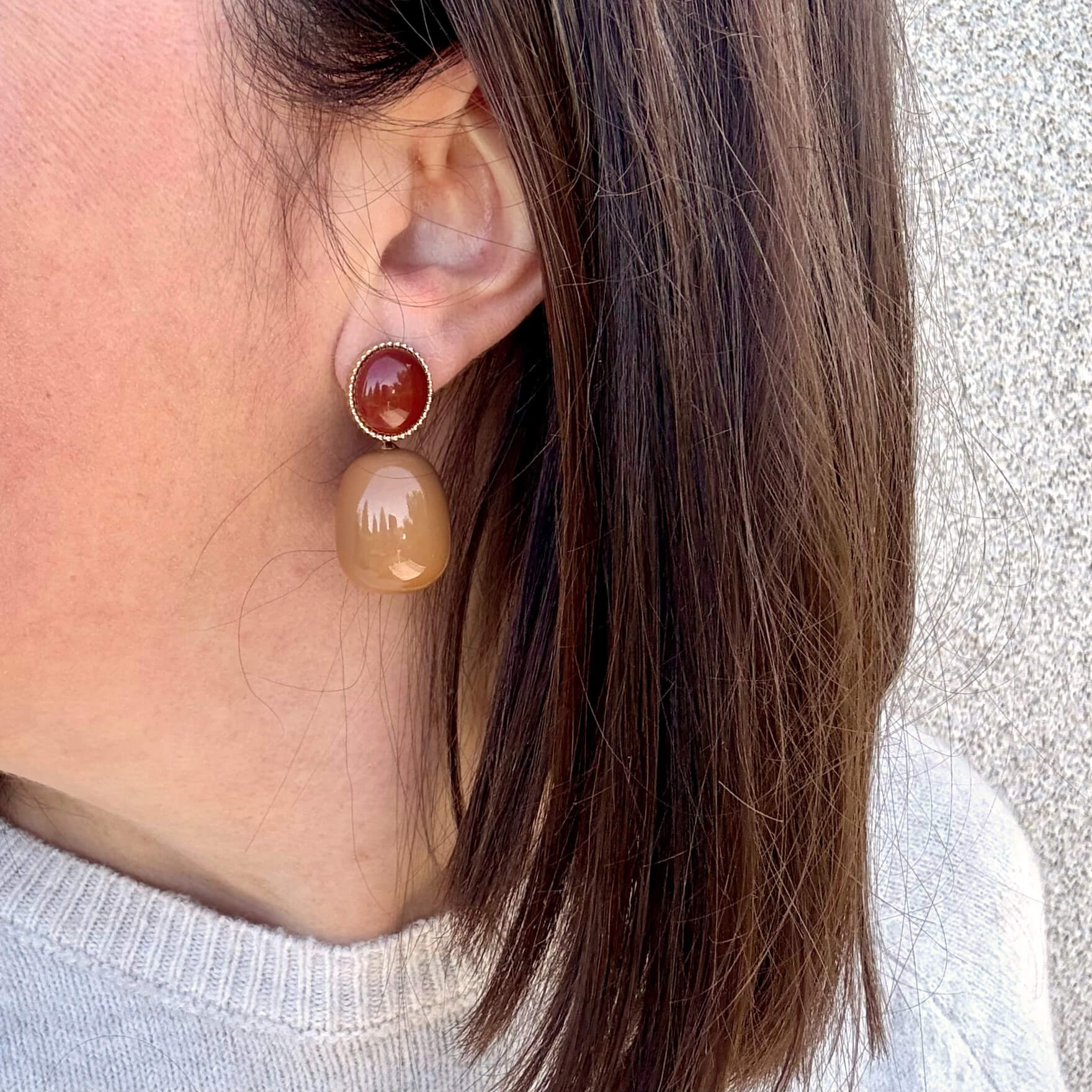Boucles d'oreilles bicolores en résine Luce - Terracotta