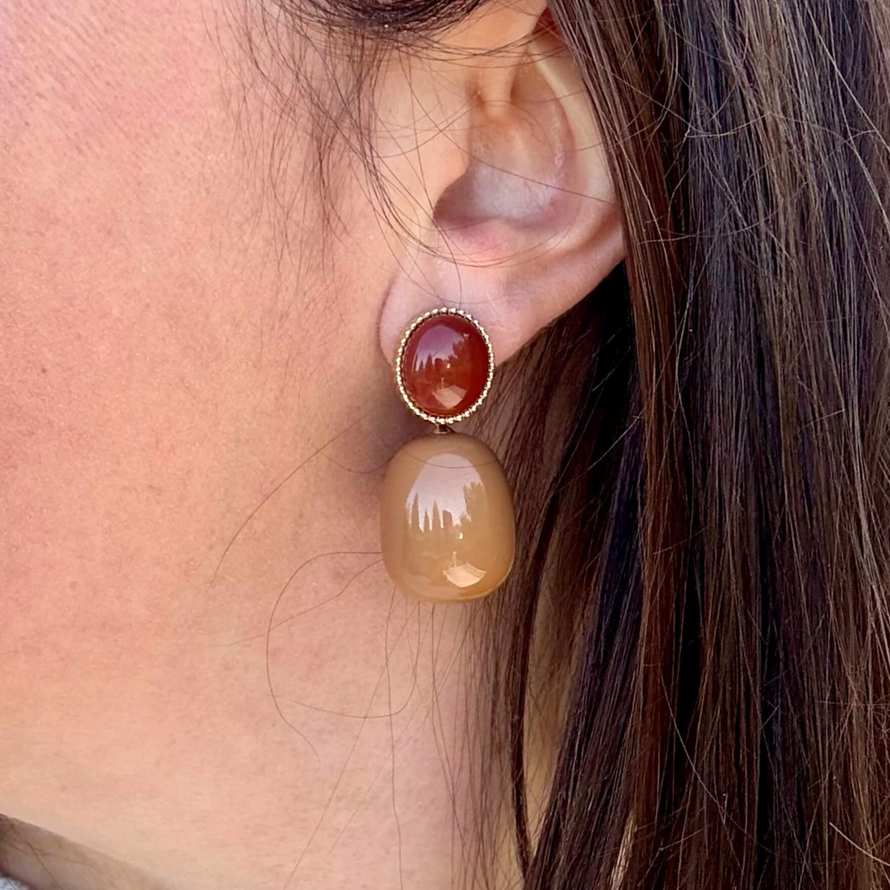 Boucles d'oreilles bicolores en résine Luce - Terracotta