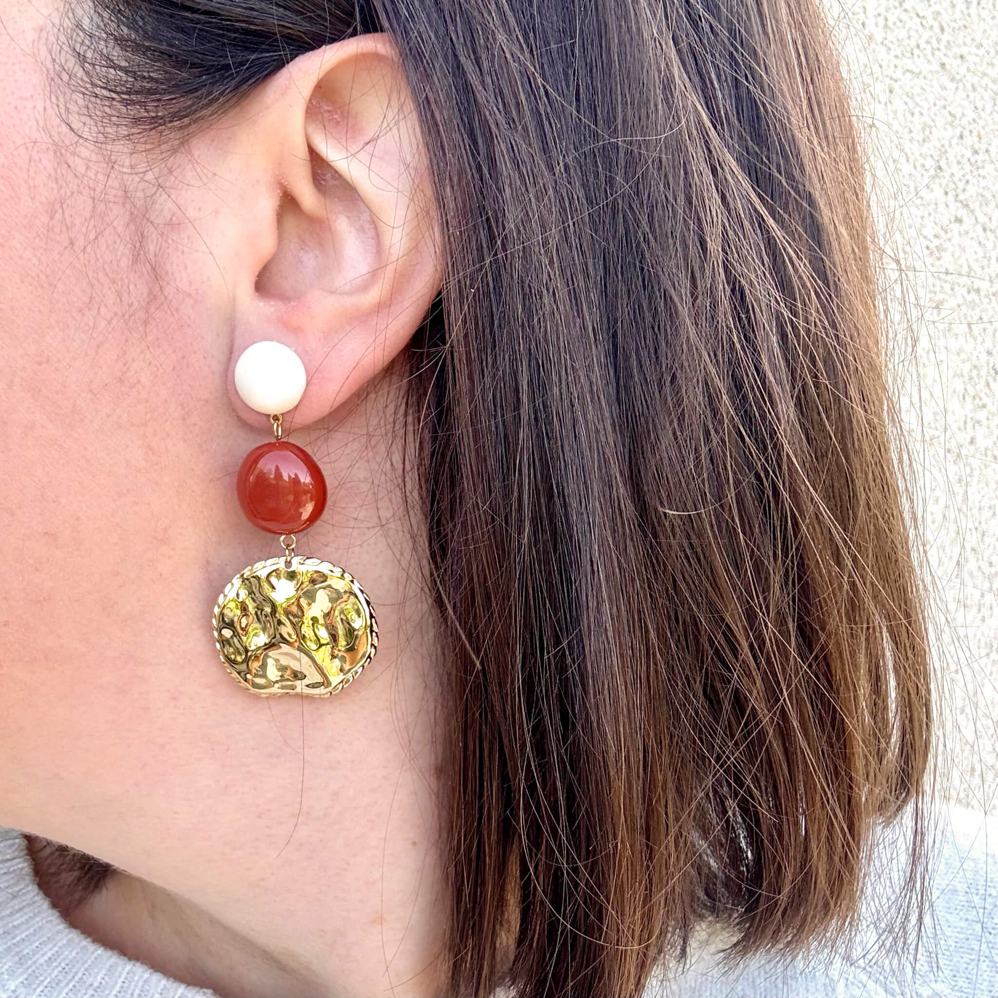 Boucles d'oreilles bicolores Théa - Terracotta