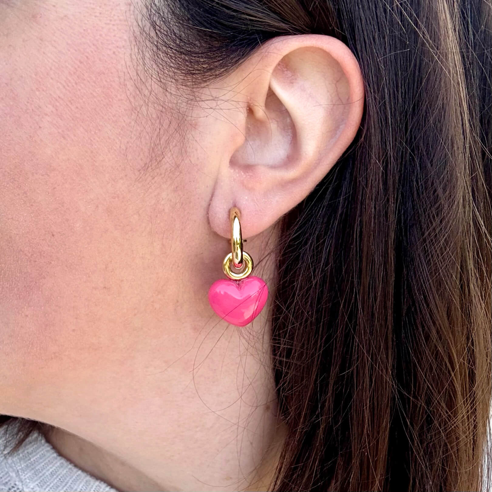 Boucles d'oreilles coeur Valentina - Fuchsia