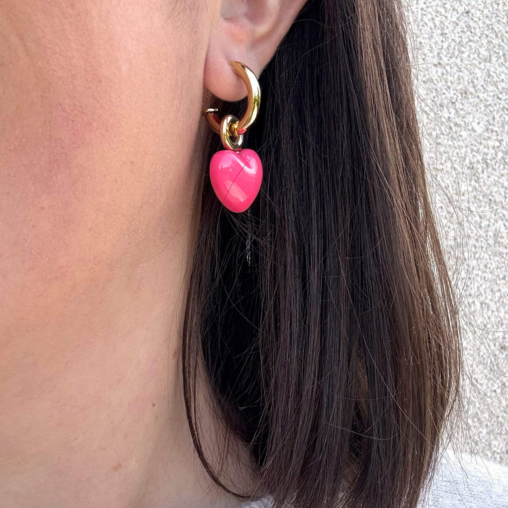 Boucles d'oreilles coeur Valentina - Fuchsia