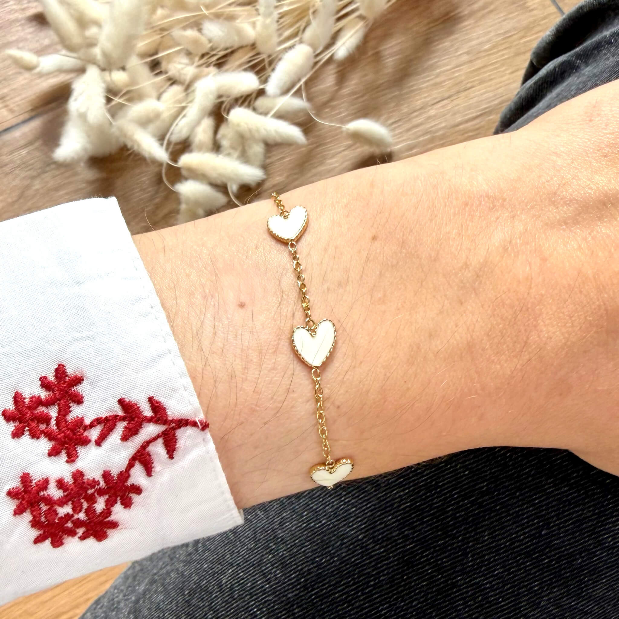 Bracelet coeurs Abel - Blanc