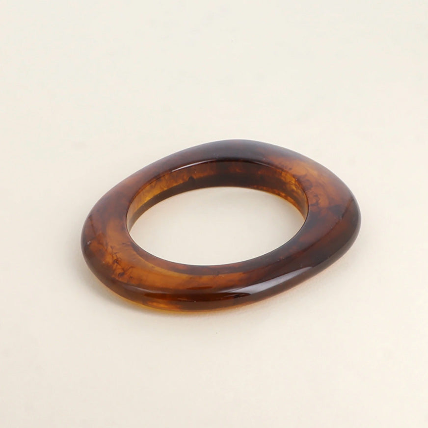 Jonc plat ovale en résine Poudre - Ambre