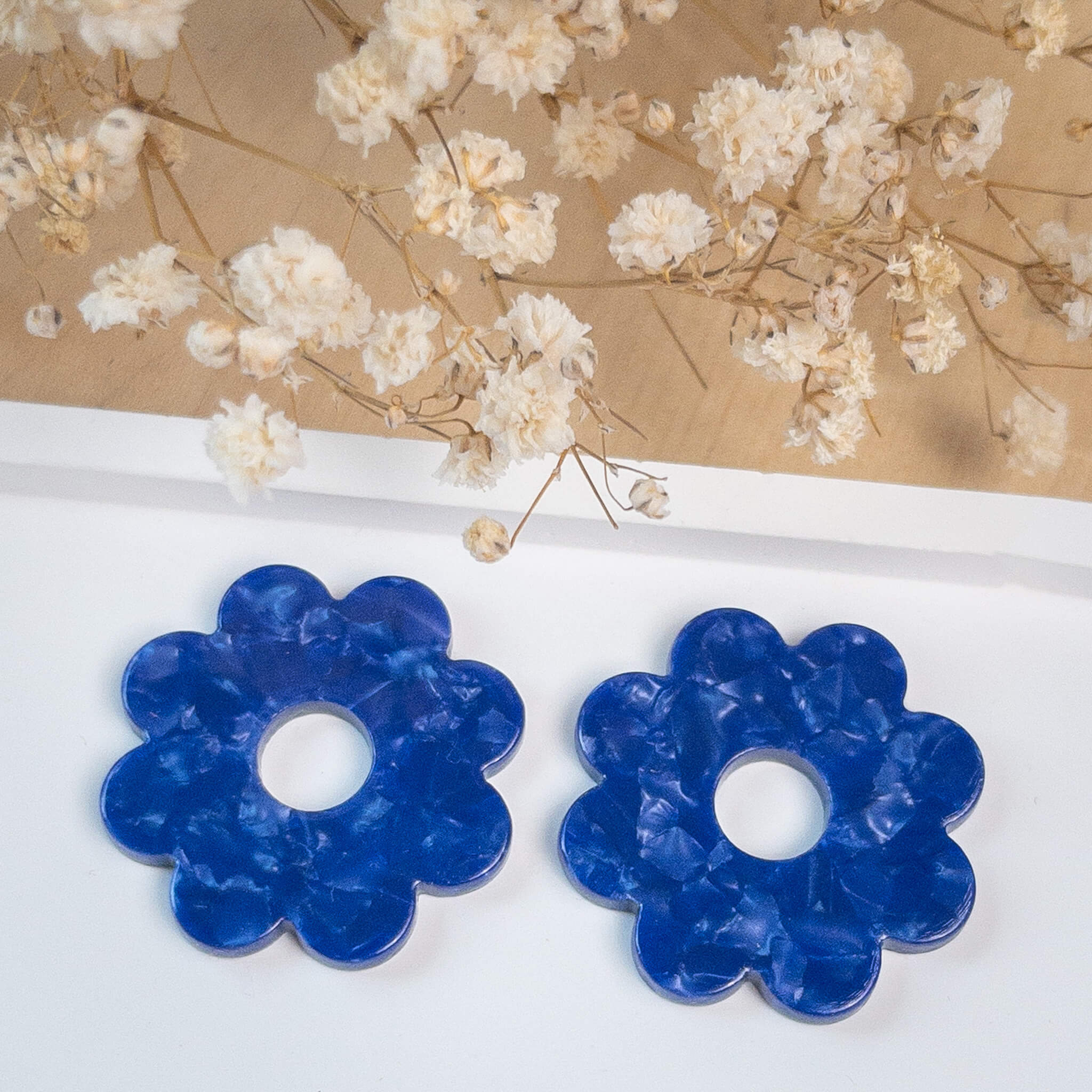 Breloques fleurs Odette - 30 mm - Bleu