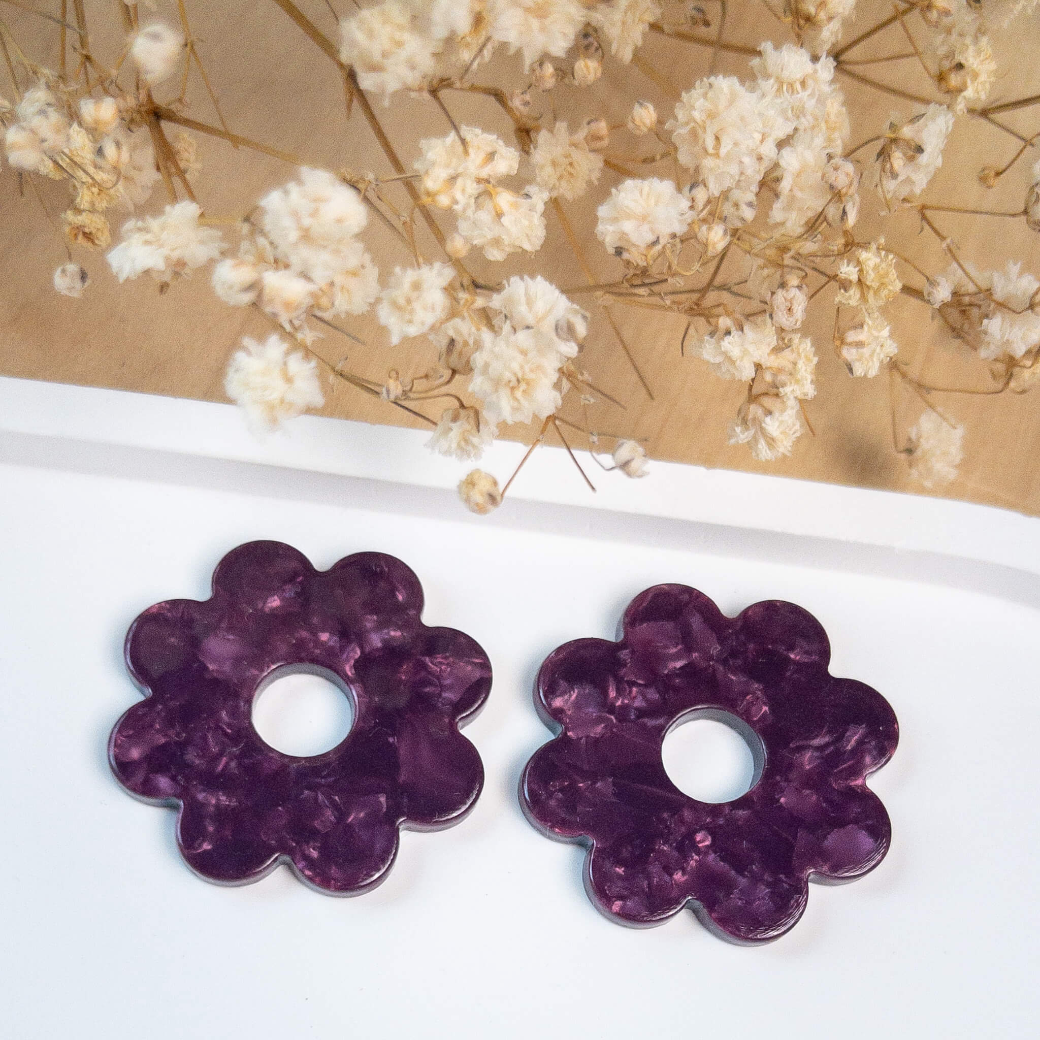 Breloques fleurs Odette - 30 mm - Prune