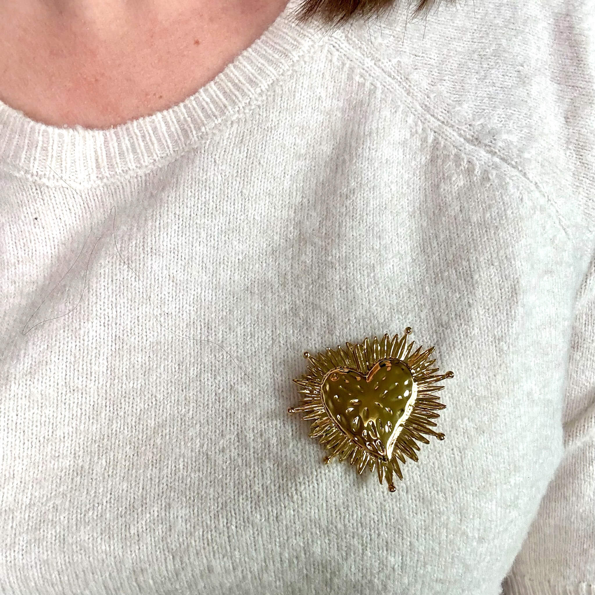 Broche coeur ex-voto Ondine - Dorée