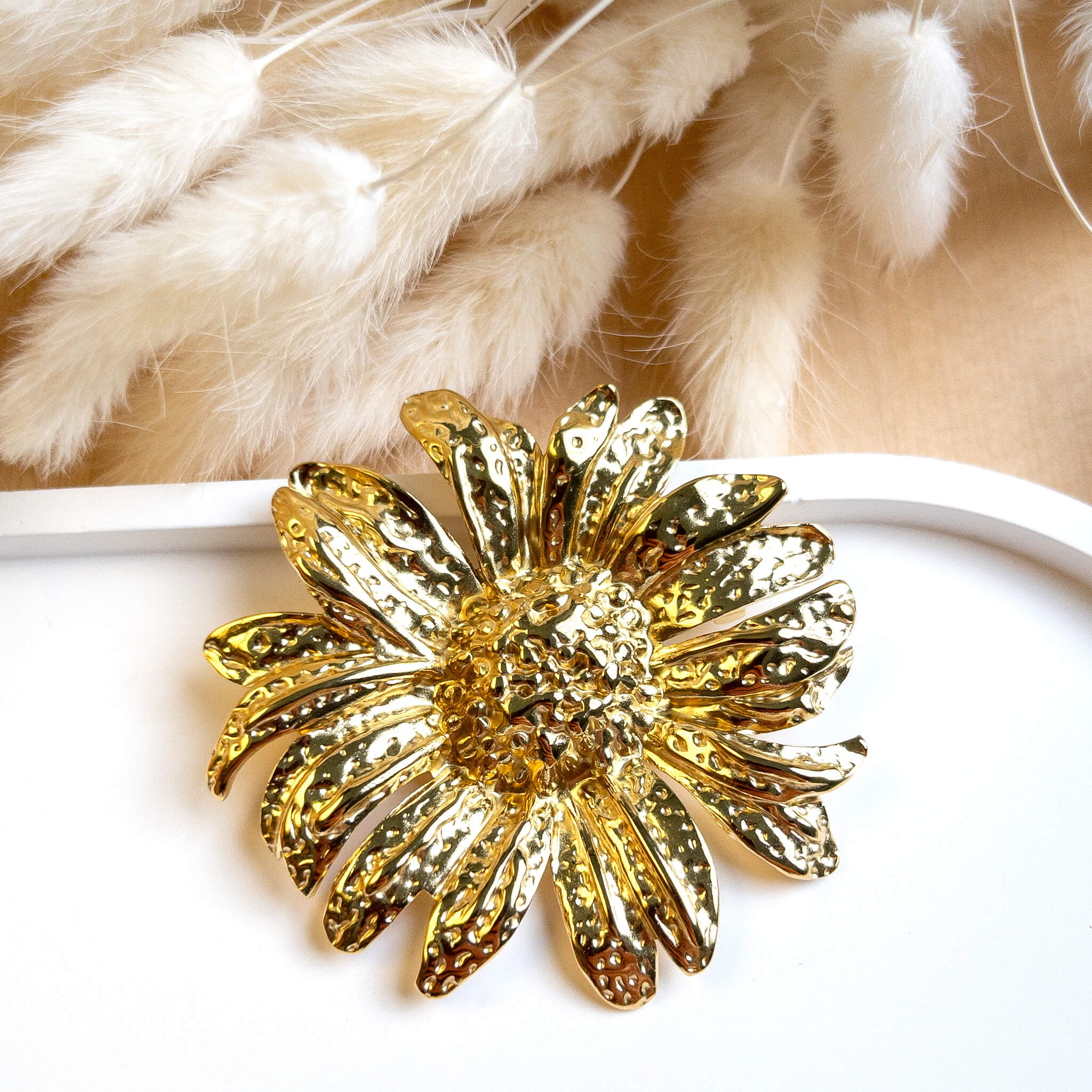 Broche tournesol Pétra - Dorée