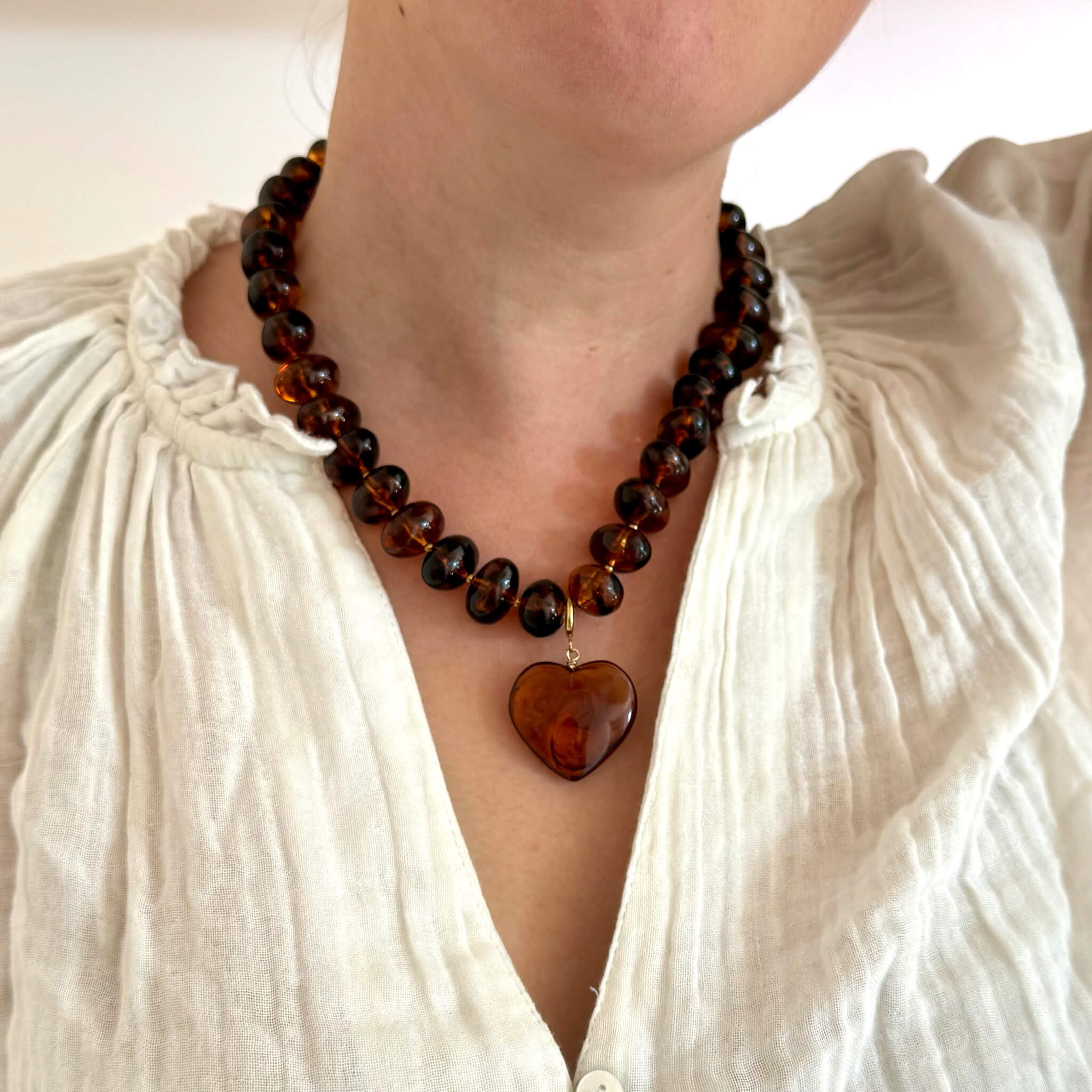 Collier coeur amovible Love - Ambre