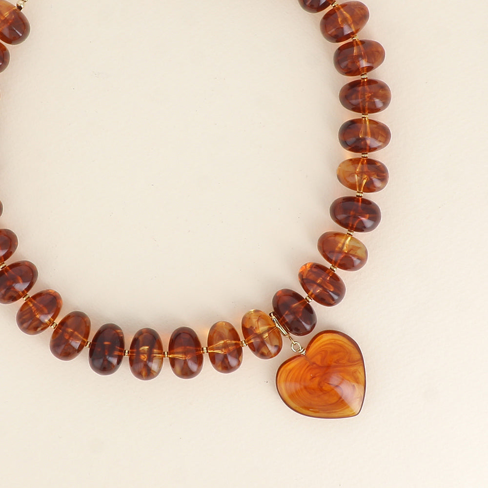 Collier coeur amovible Love - Ambre
