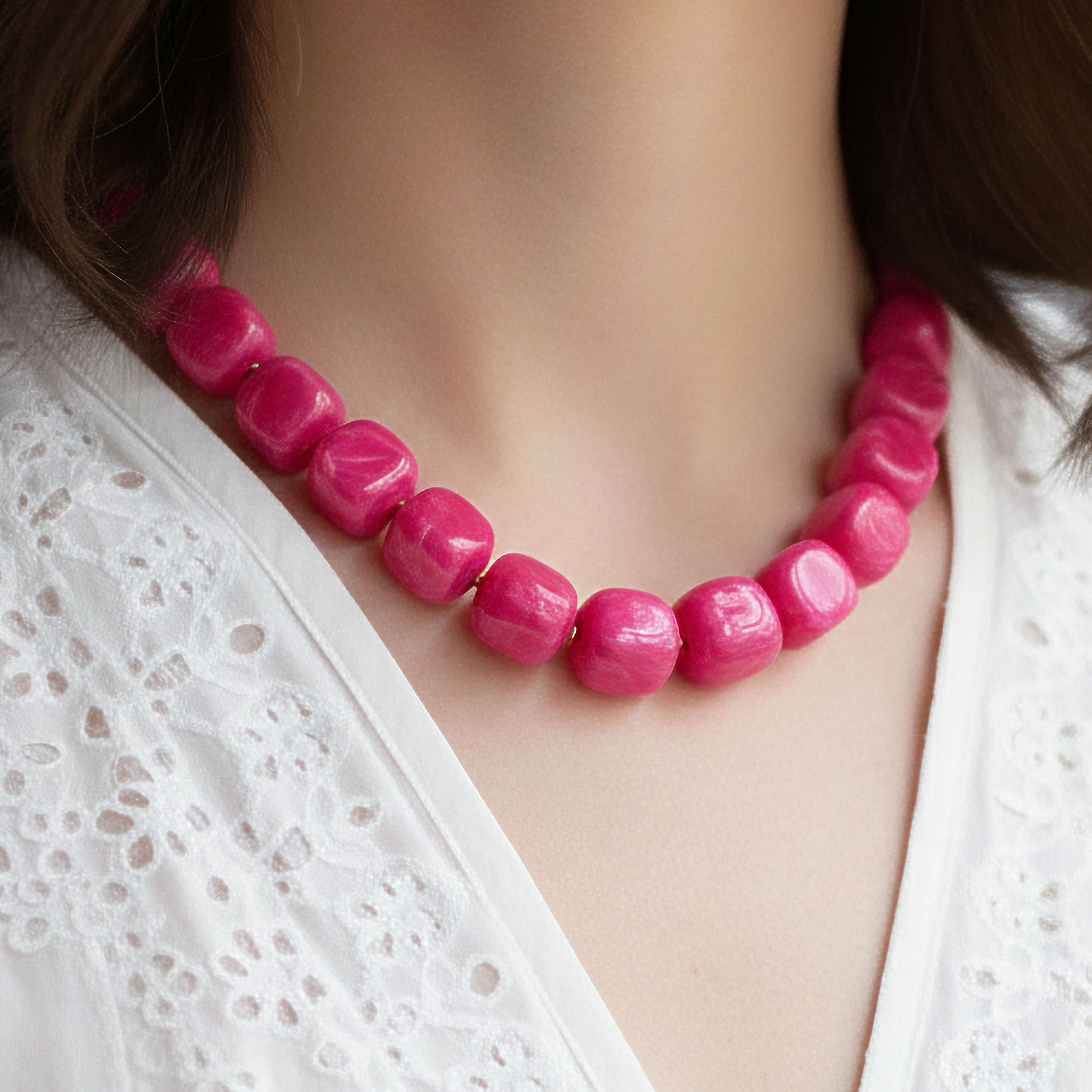 Collier résine Néroli - Fuchsia