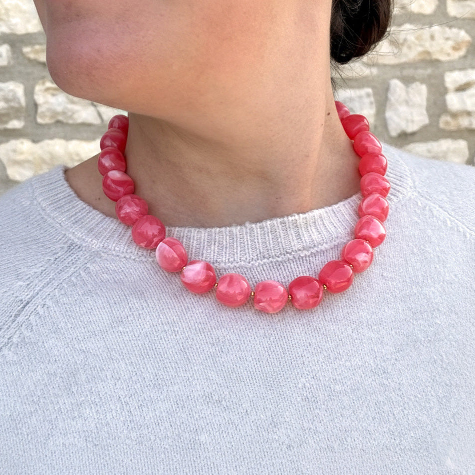 Collier résine Peonia - Rose