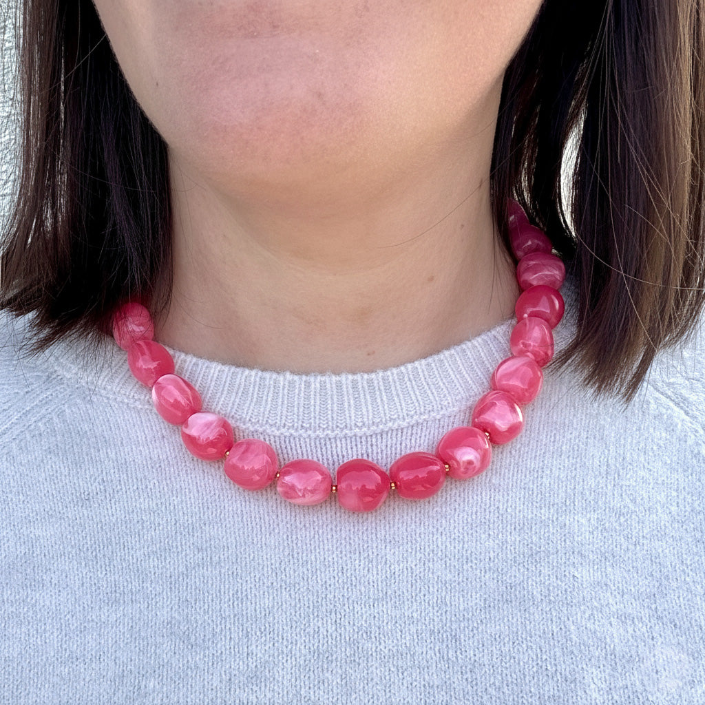 Collier résine Peonia - Rose
