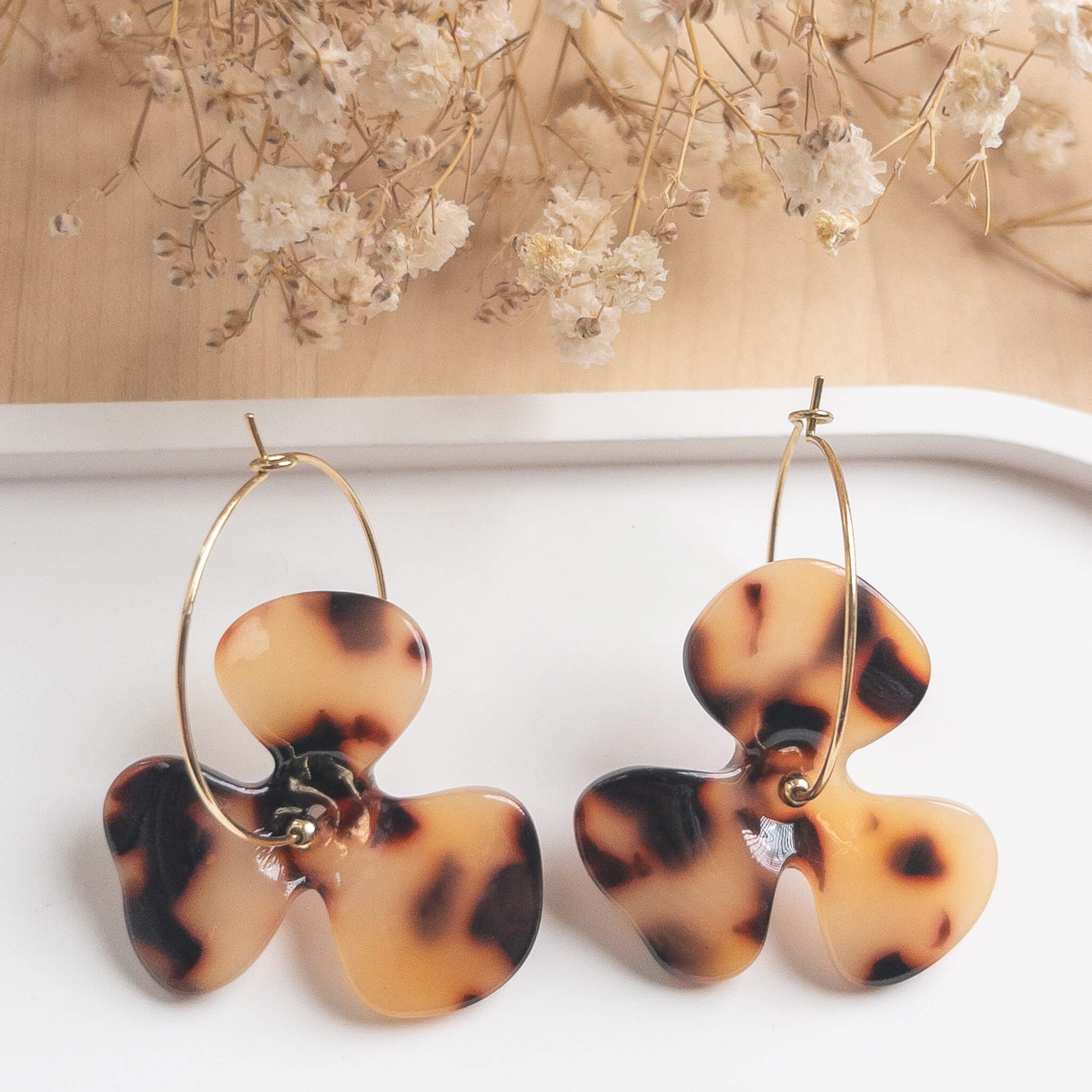 Boucles d'oreilles Sybille - Ecaille beige
